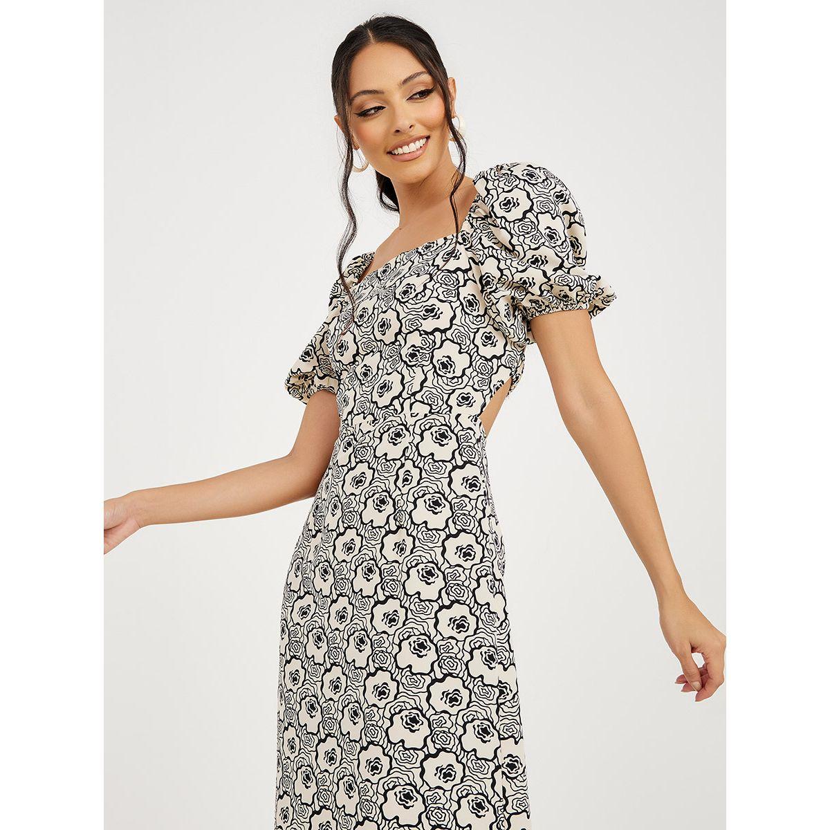 Styli Cuff Sleeves Open Back Detail Floral A-Line Maxi Dress-women-clothing-dresses-image-3