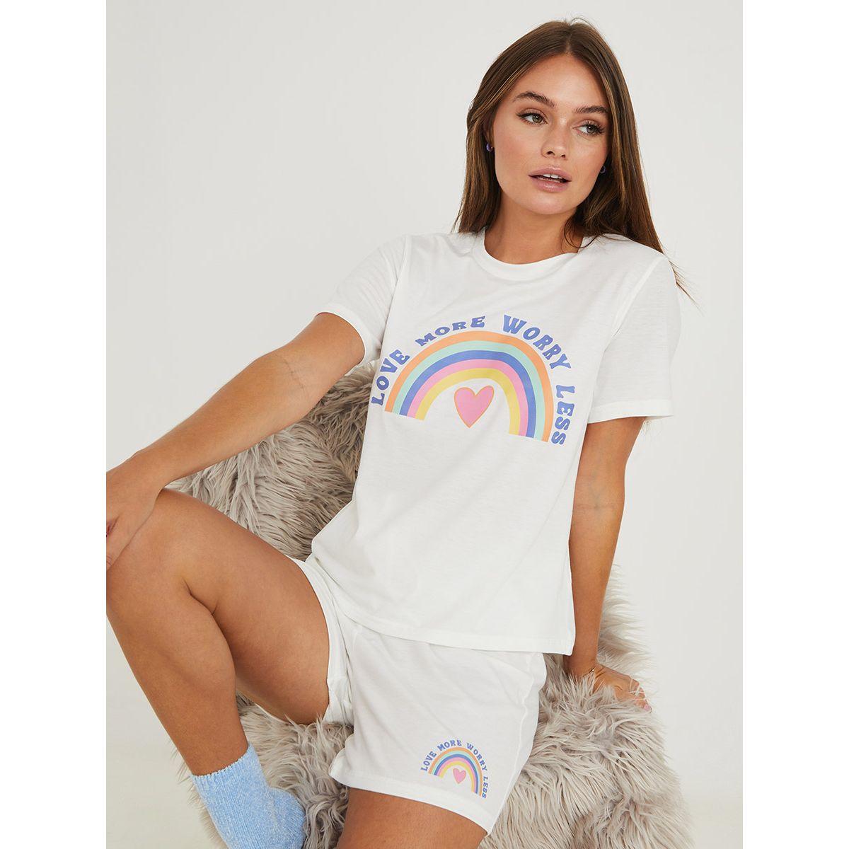طقم من ( شورت + تيشيرت )-women-clothing-nightwear-pyjamas-shortsets-image-1