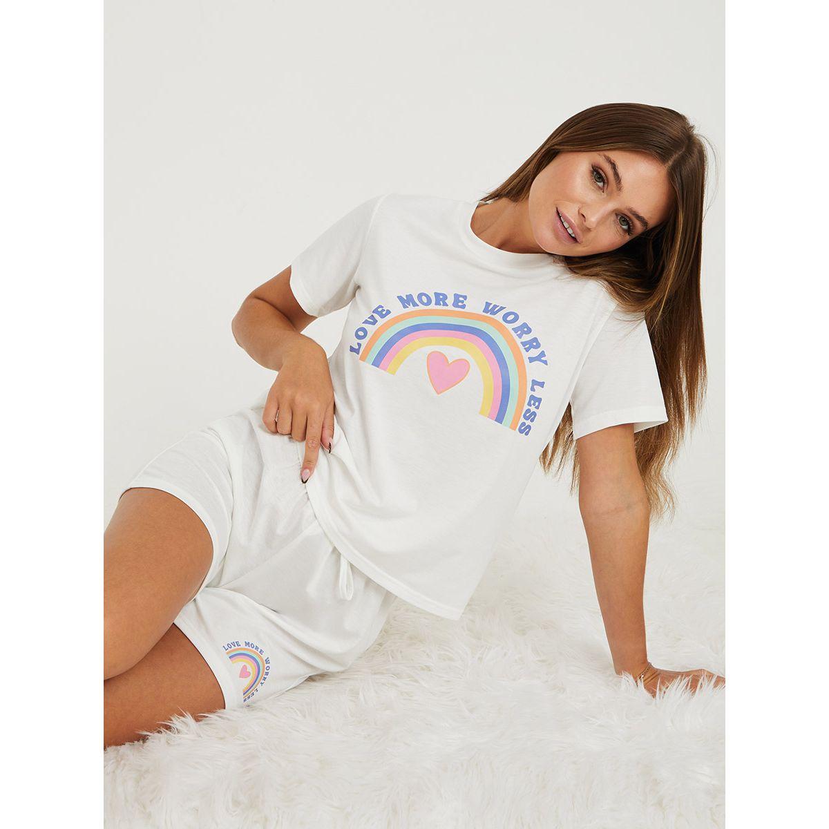 طقم من ( شورت + تيشيرت )-women-clothing-nightwear-pyjamas-shortsets-image-2