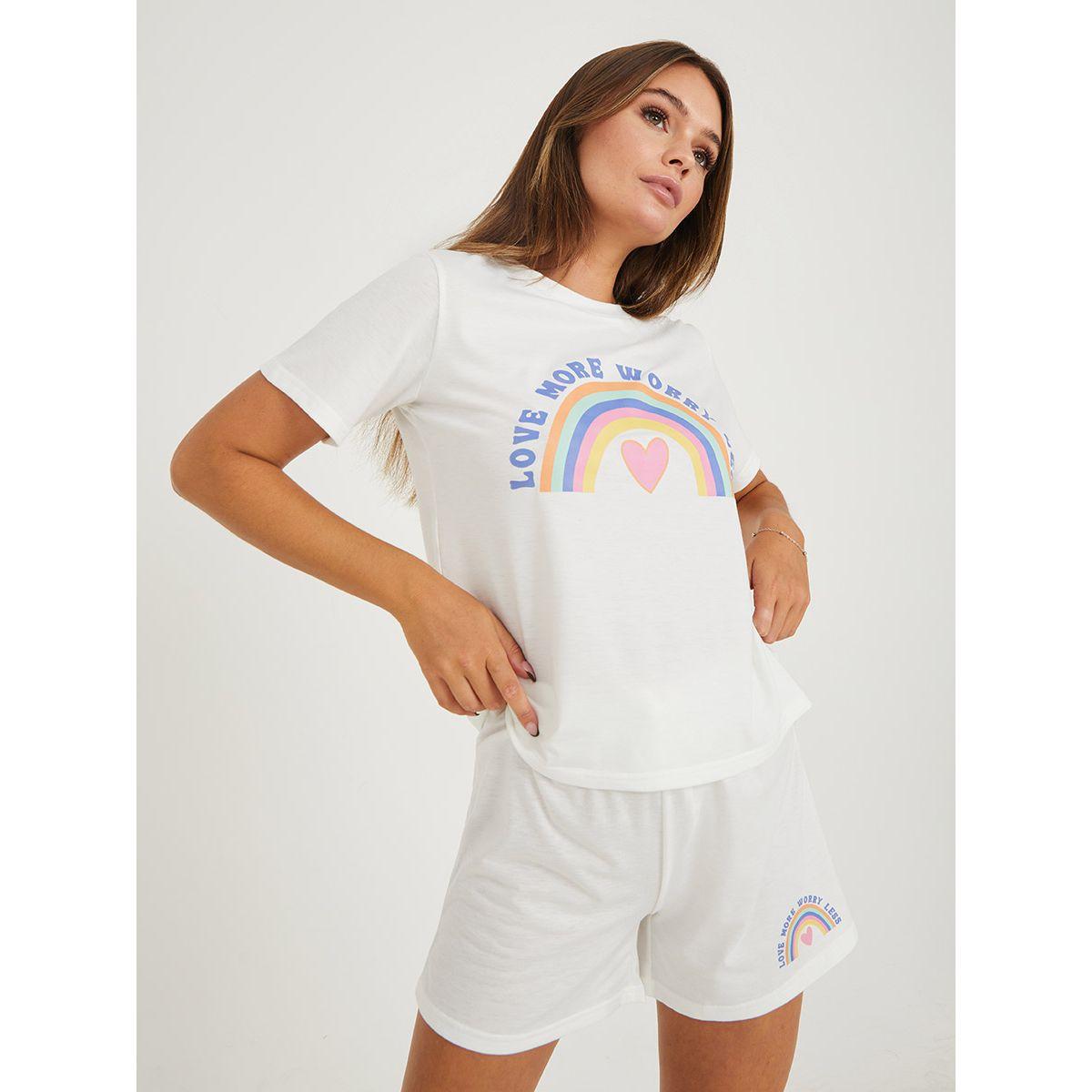 طقم من ( شورت + تيشيرت )-women-clothing-nightwear-pyjamas-shortsets-image-4