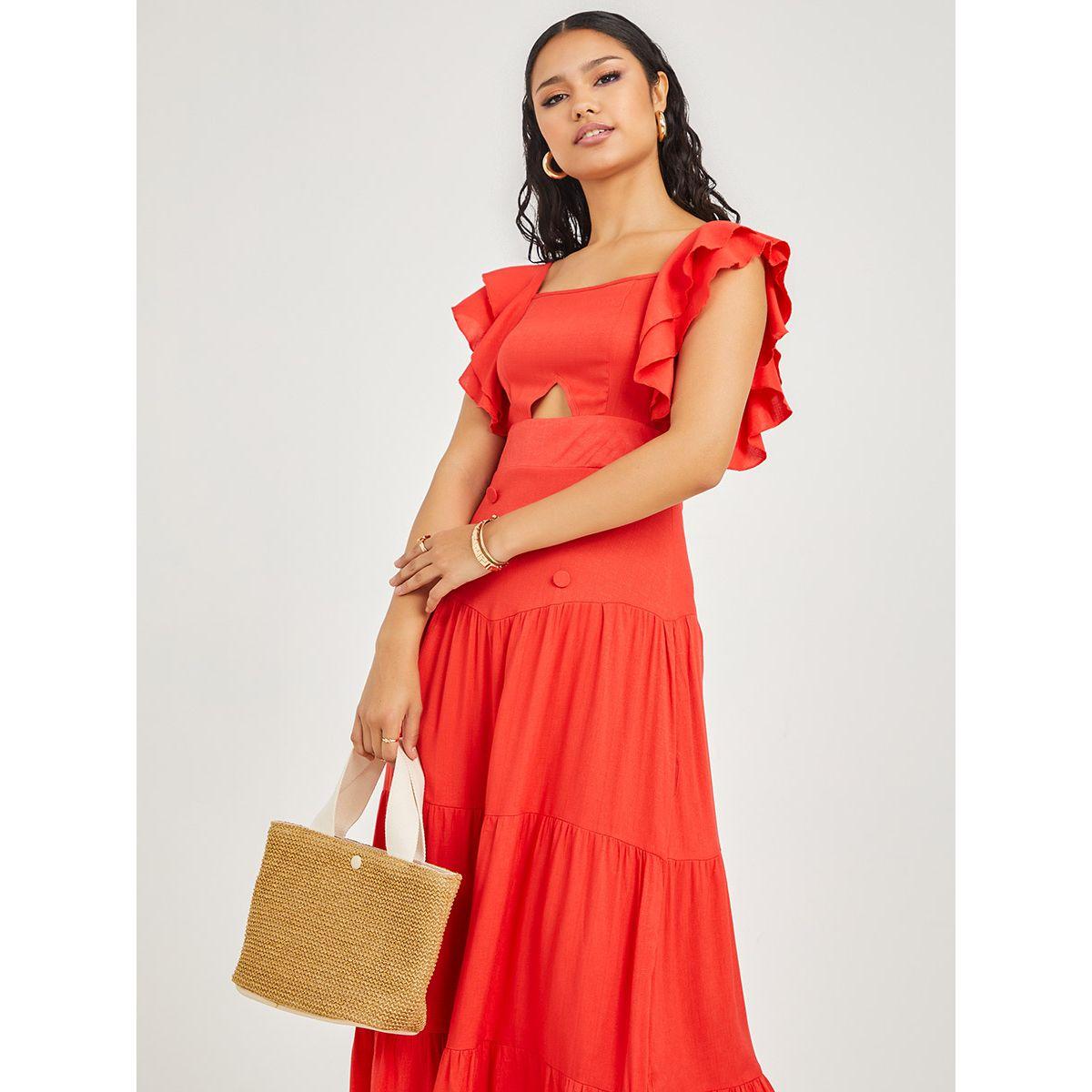 فستان طويل بكسرات وكشكش-women-clothing-dresses-image-2