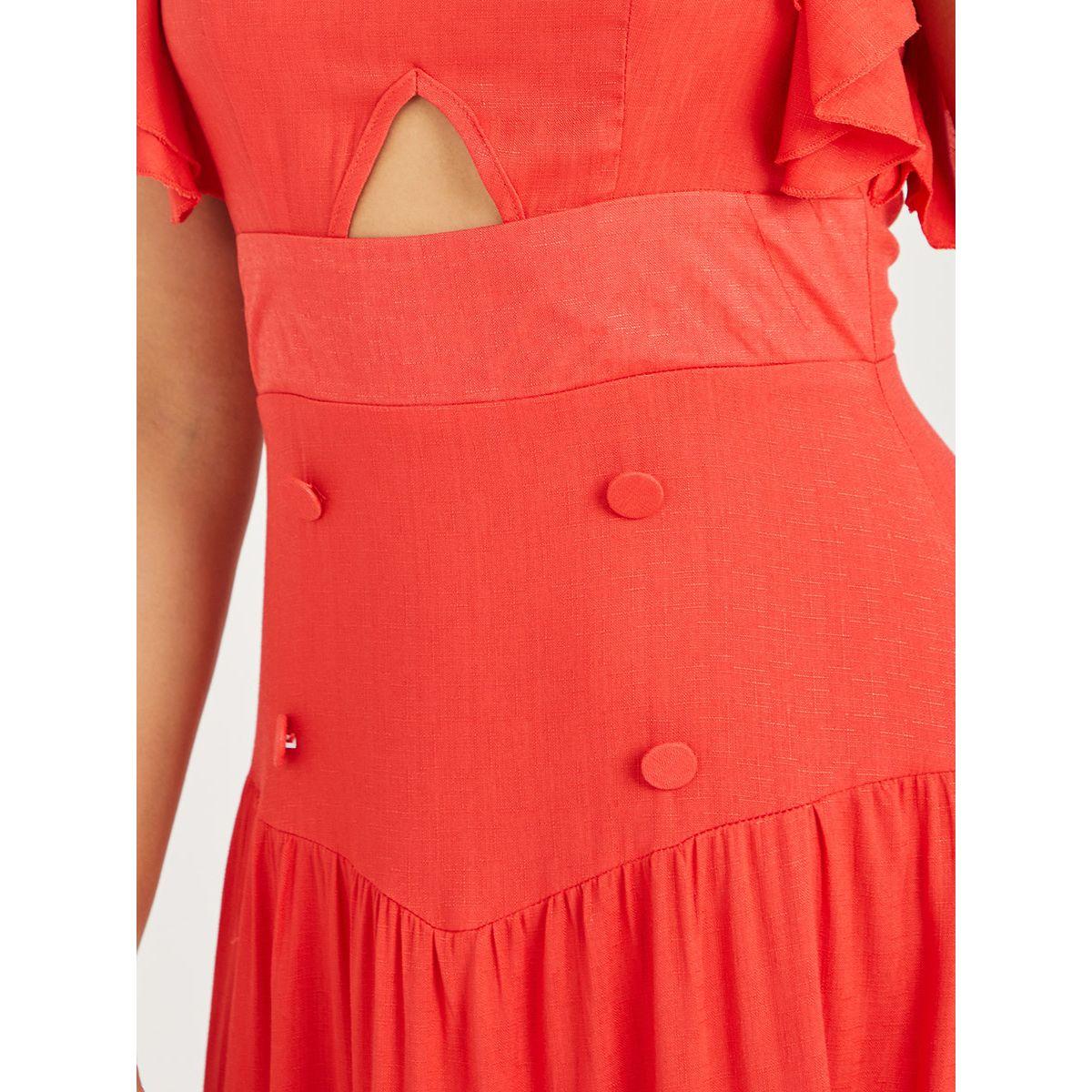 Styli Frill Sleeves Cut-Out Detail Tiered Maxi Dress-women-clothing-dresses-image-3
