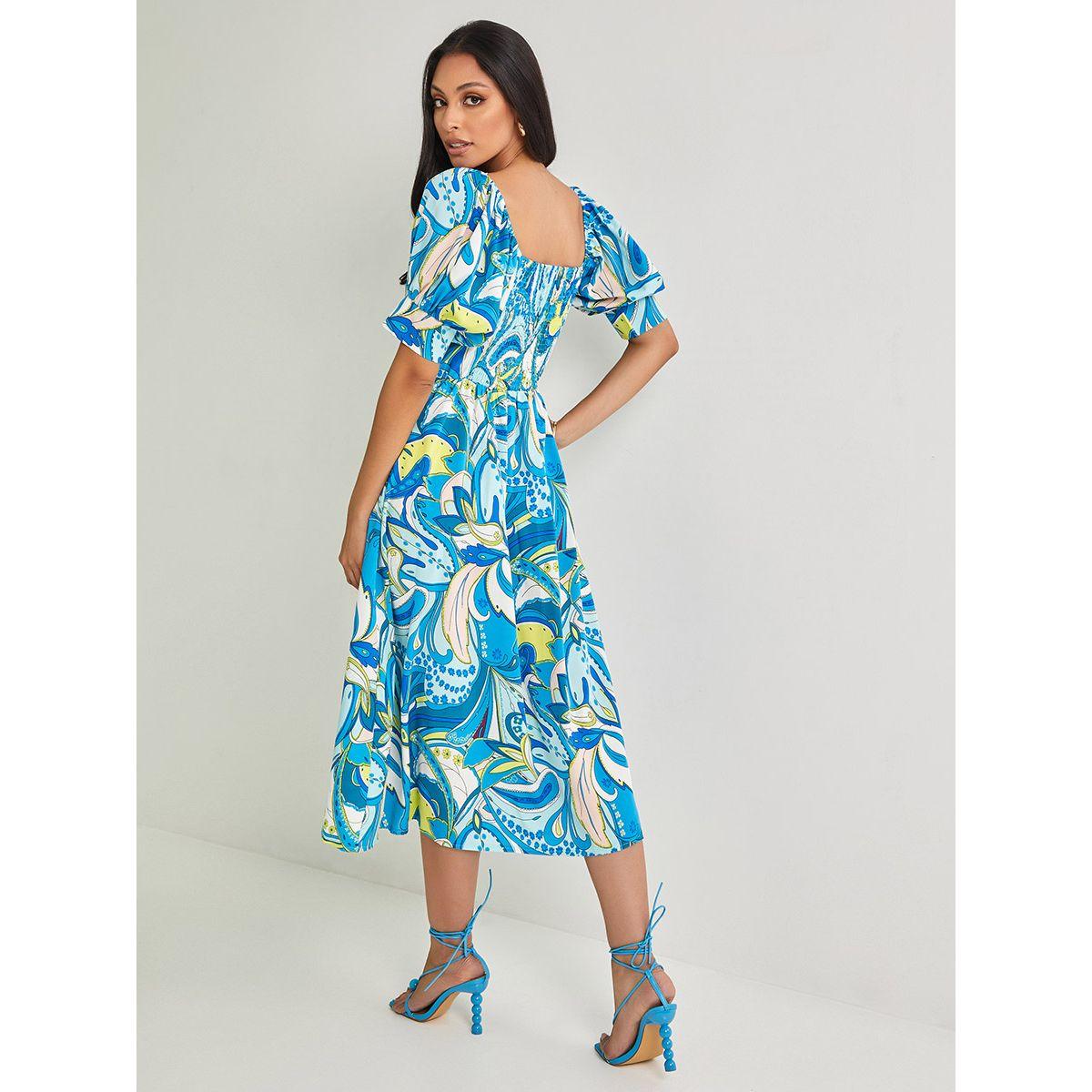فستان ميدي باكمام منفوشة-women-clothing-dresses-image-4