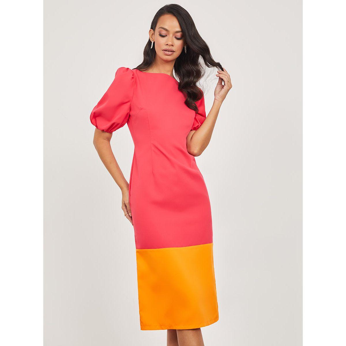 فستان ميدي بنمط كتل الالوان-women-clothing-dresses-image-2