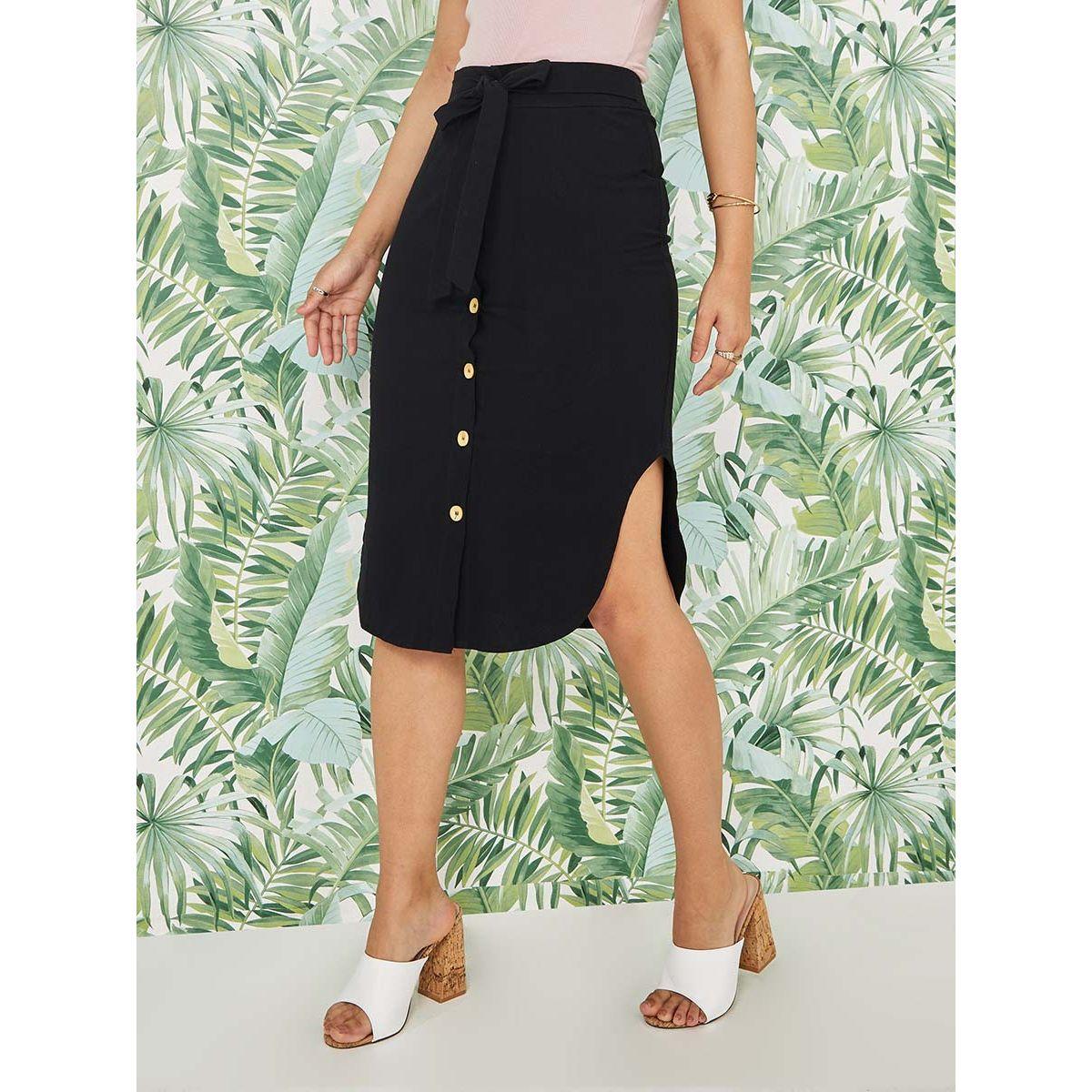 تنورة بطول الركبة مزينة بازرار-women-clothing-bottoms-skirts-image-2