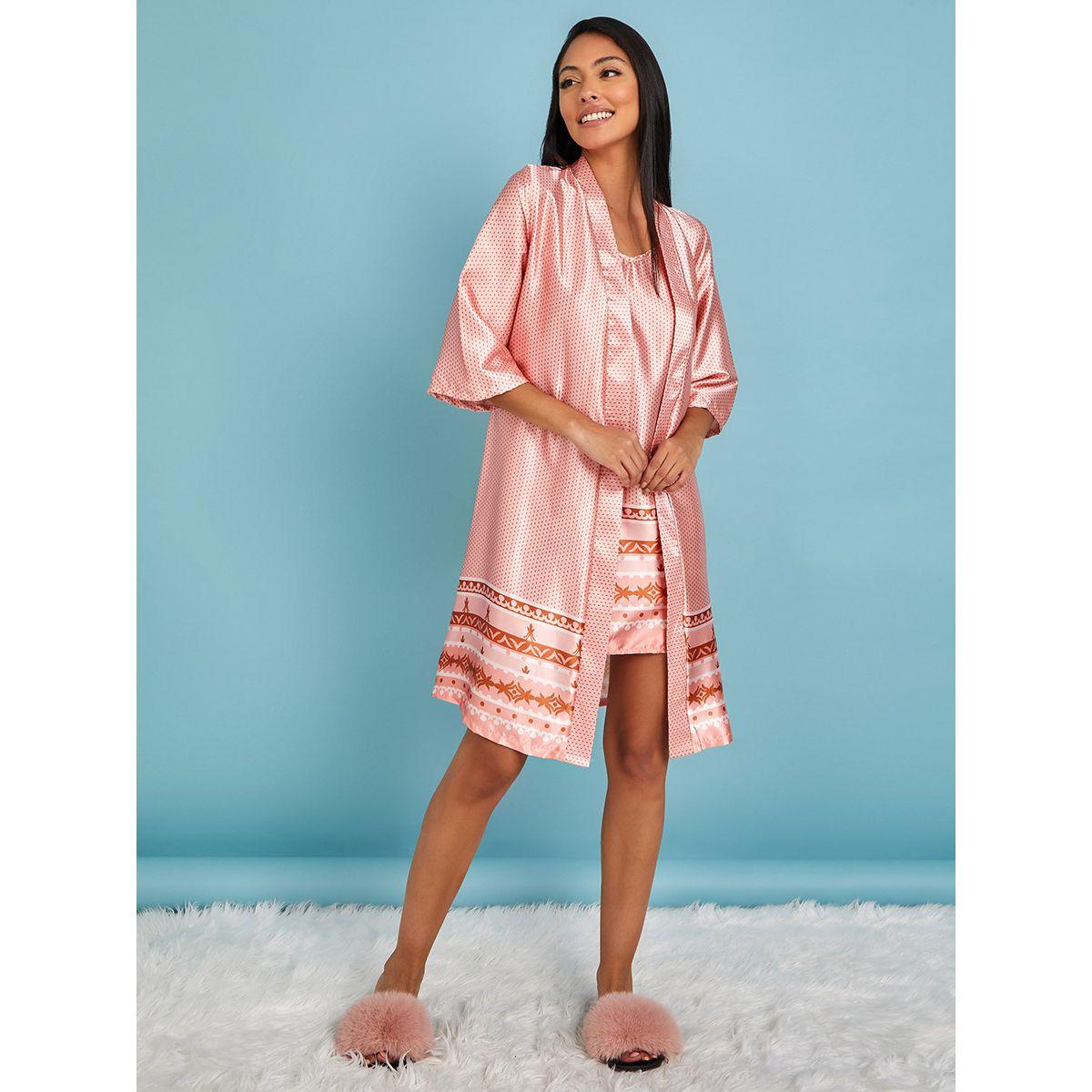 طقم من 2 ( روب + بلوزة )-women-clothing-nightwear-robes-image-2