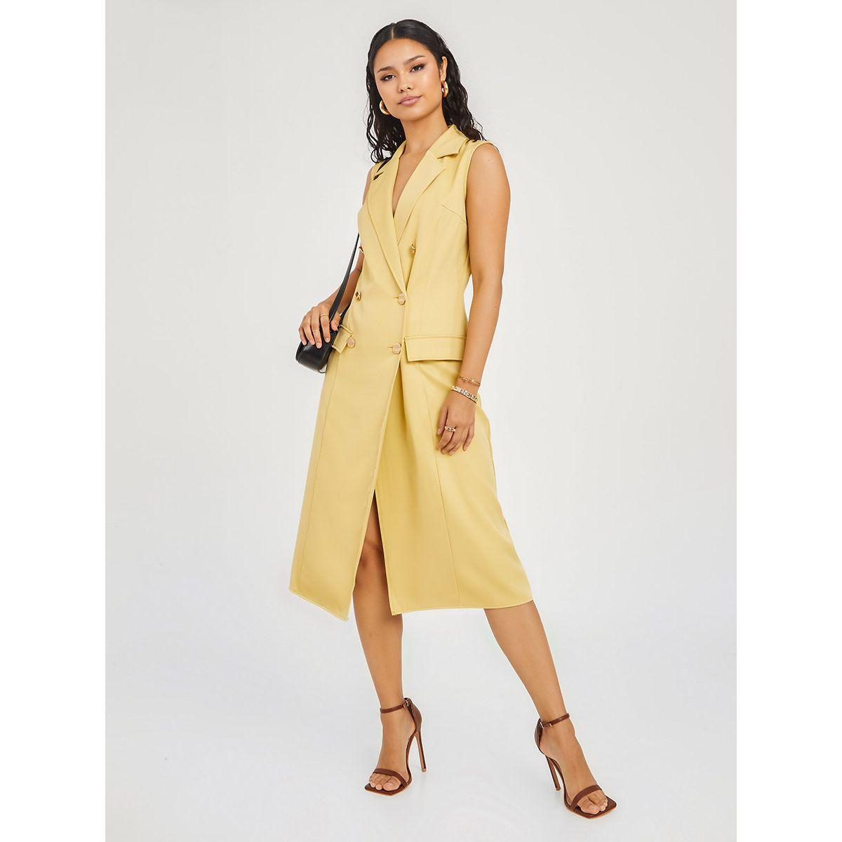 Styli Sleeveless Button Detail Blazer Midi Dress-women-clothing-dresses-image-1