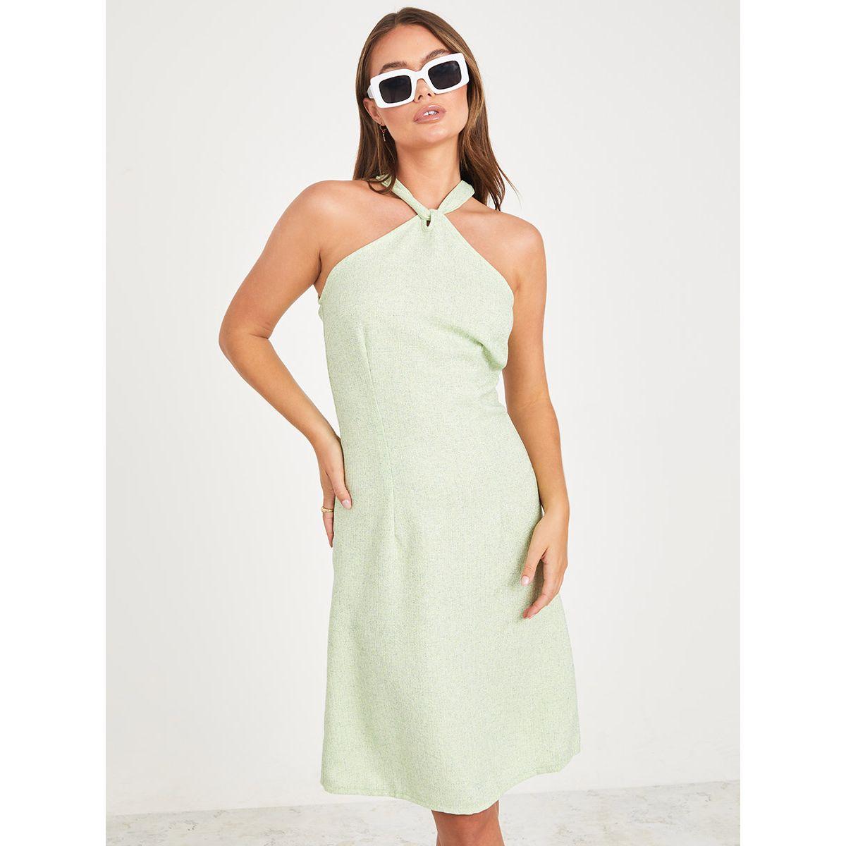 Styli Halter Neck Tweed Knee Length Dress-women-clothing-dresses-image-1