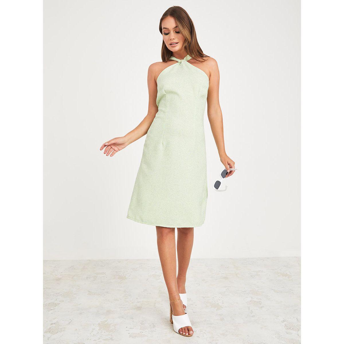 فستان بطول الركبة بياقة هولتر-women-clothing-dresses-image-2