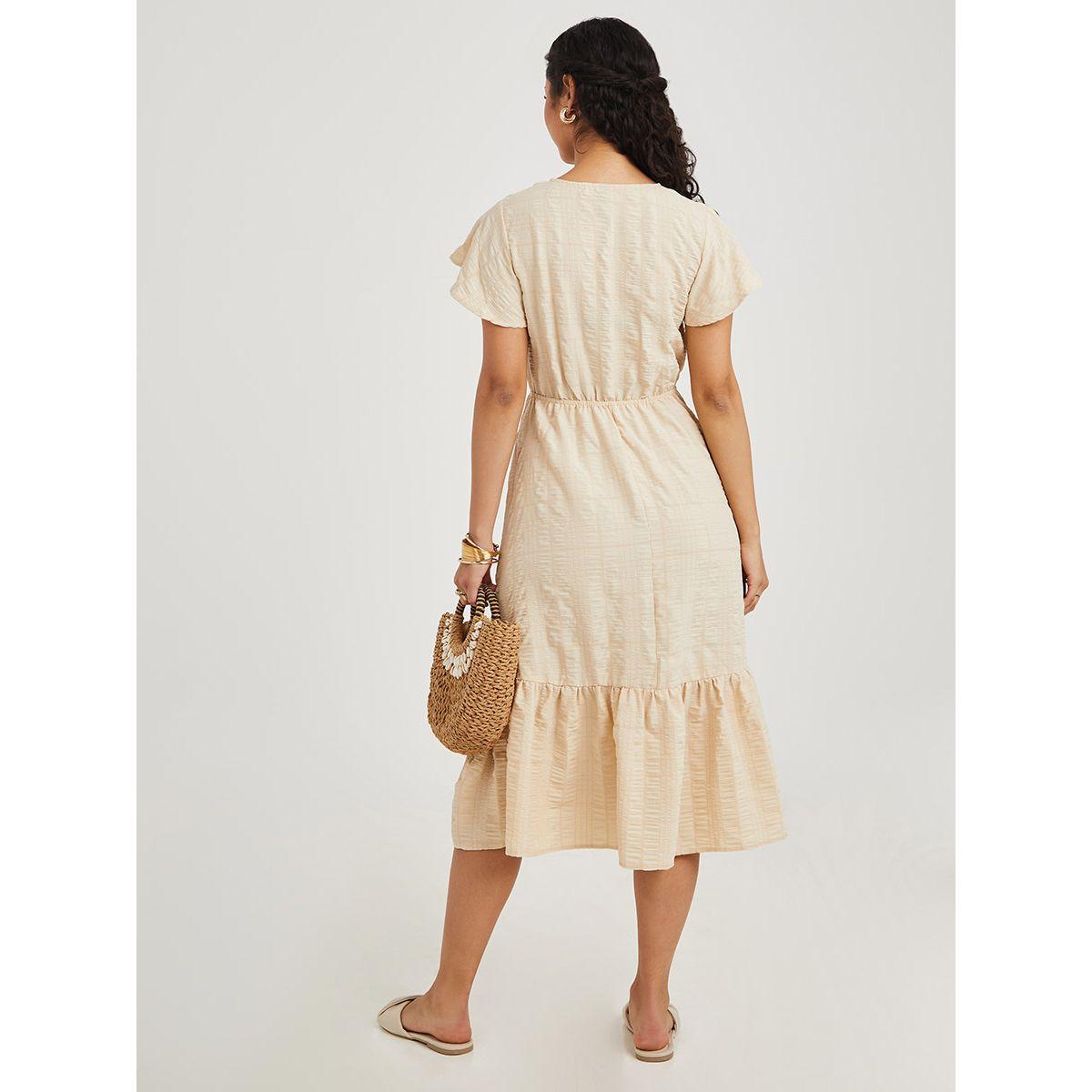 Styli Frill Sleeves V Neck A-Line Midi Dress-women-clothing-dresses-image-4