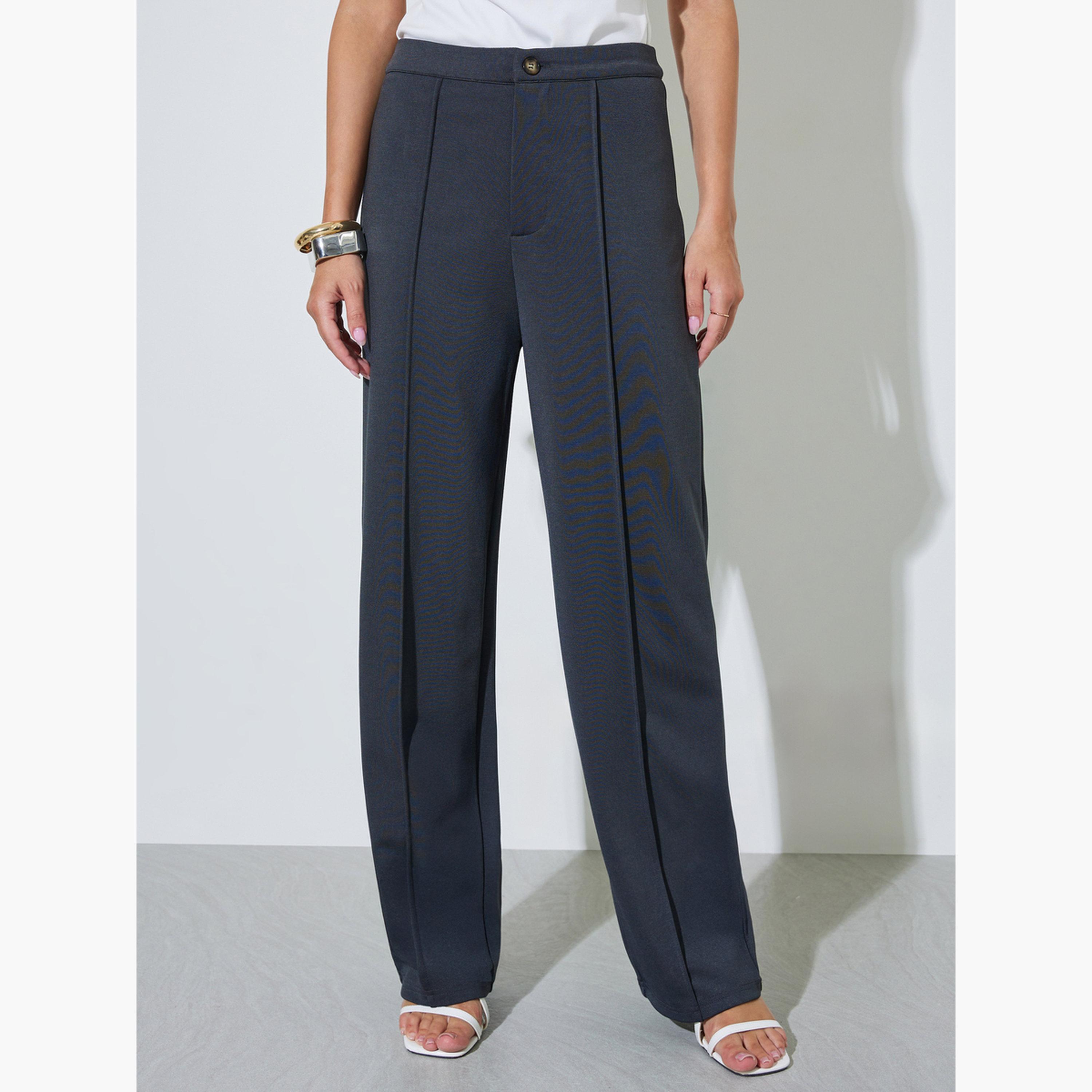 بنطال بأرجل مستقيمة وخصر مرتفع-women-clothing-trousers-image-1