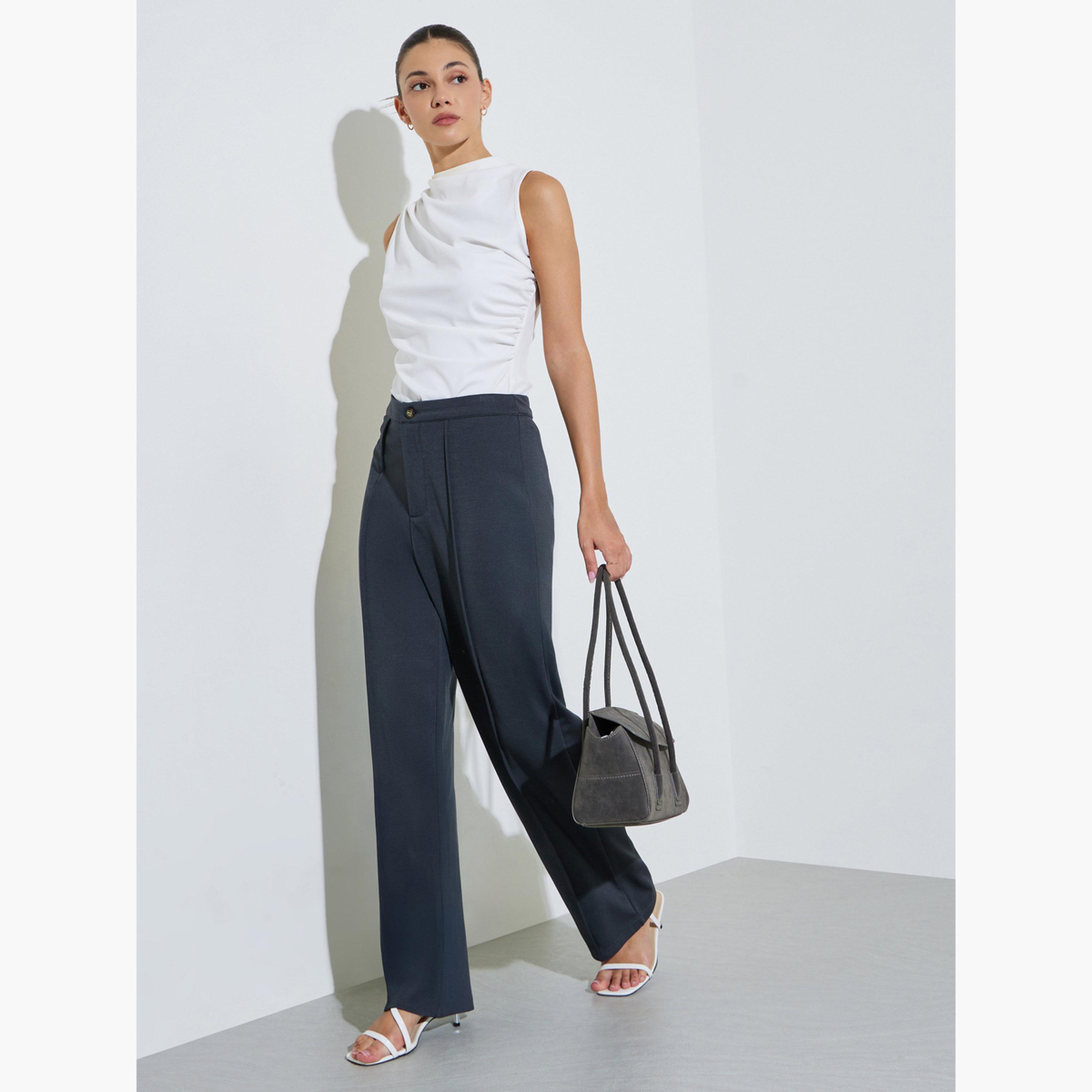 بنطال بأرجل مستقيمة وخصر مرتفع-women-clothing-trousers-image-2