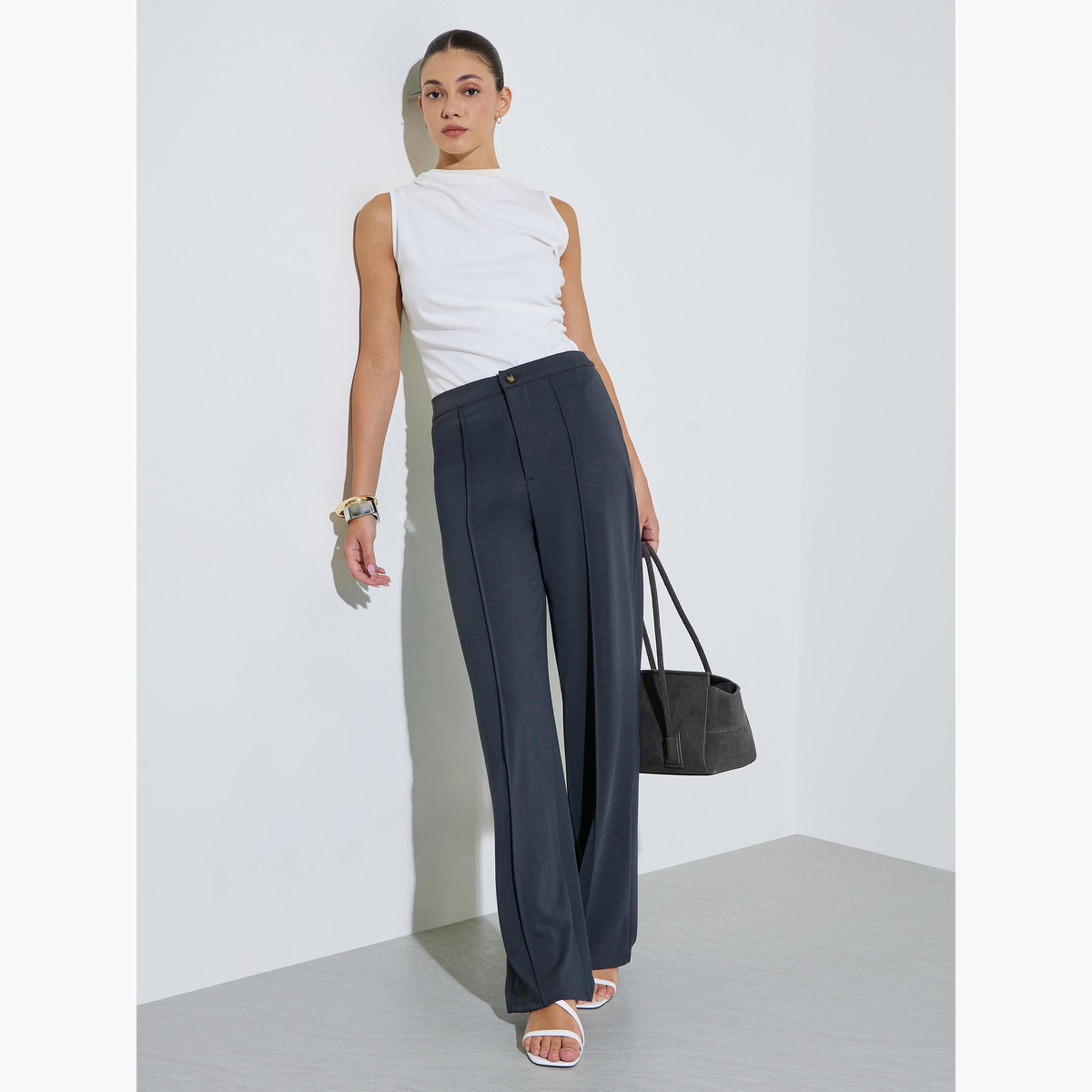 بنطال بأرجل مستقيمة وخصر مرتفع-women-clothing-trousers-image-5