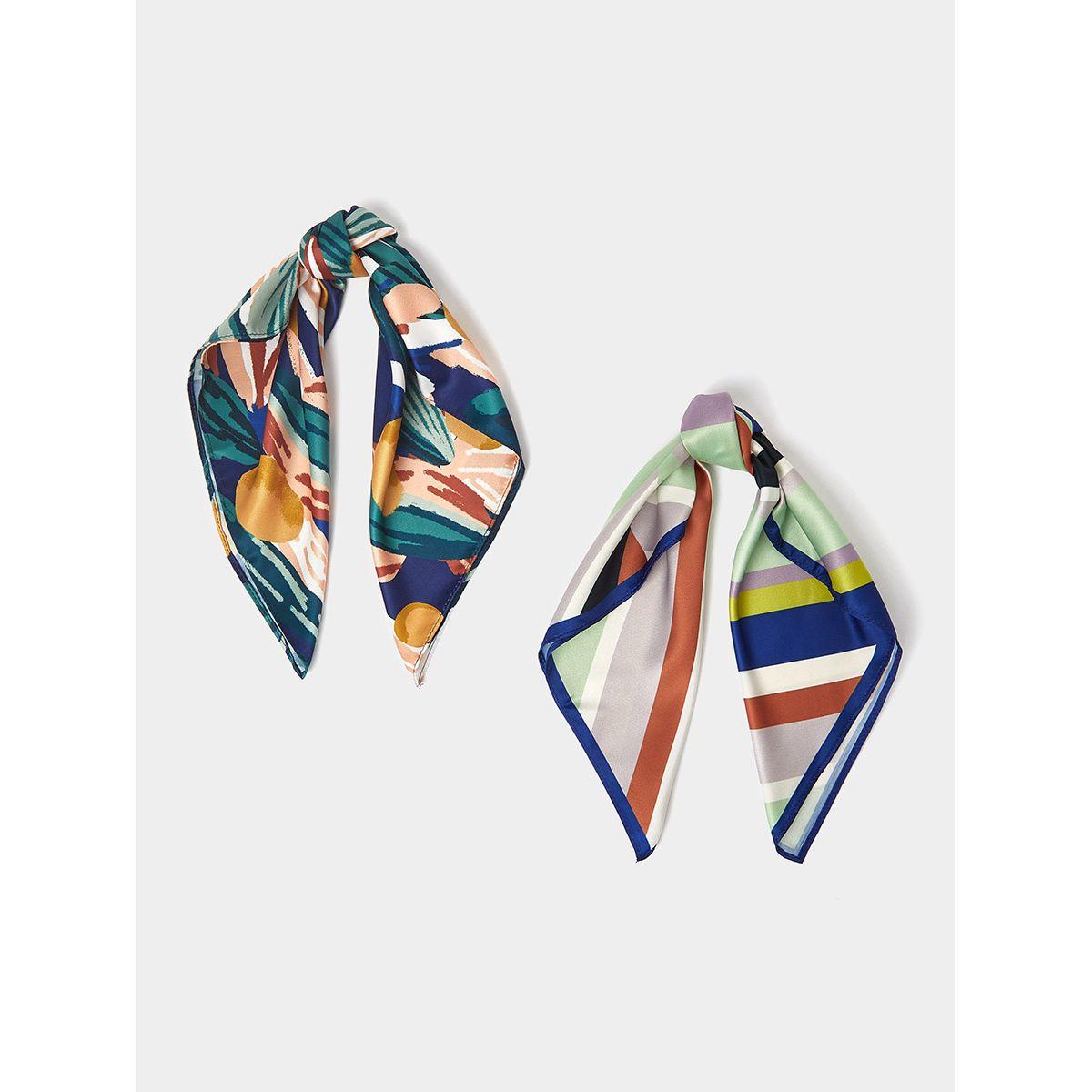 Styli Set of 2 - Floral and Stripe Print Scarf-women-winterwear-scarves-image-1