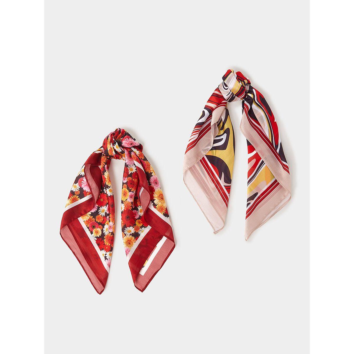 Styli Set of 2 - Floral Print Scarf -women-winterwear-scarves-image-1
