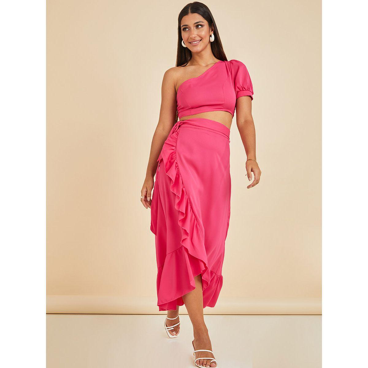طقم منسق من ( تنورة طويلة + بلوزة قصيرة )-women-clothing-coordsets-image-1