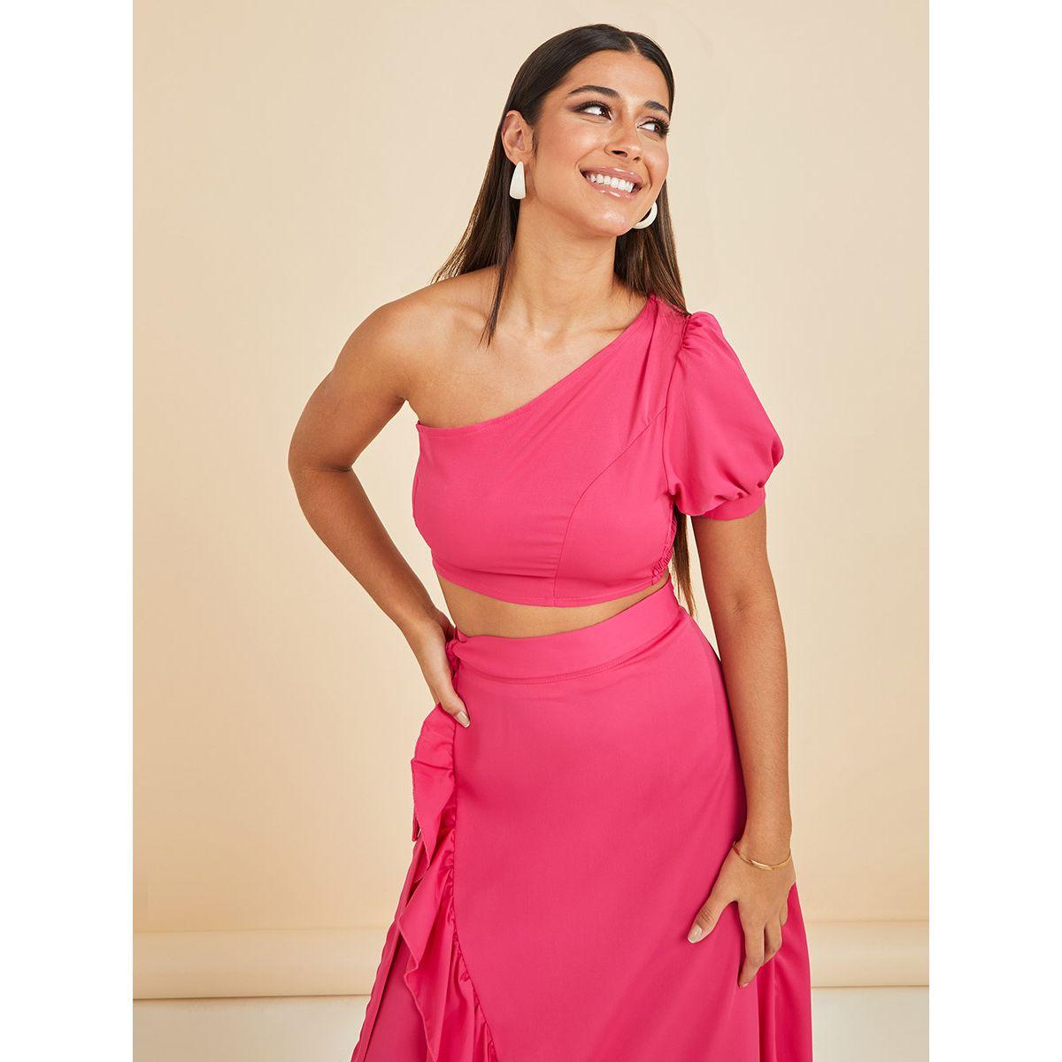 طقم منسق من ( تنورة طويلة + بلوزة قصيرة )-women-clothing-coordsets-image-2