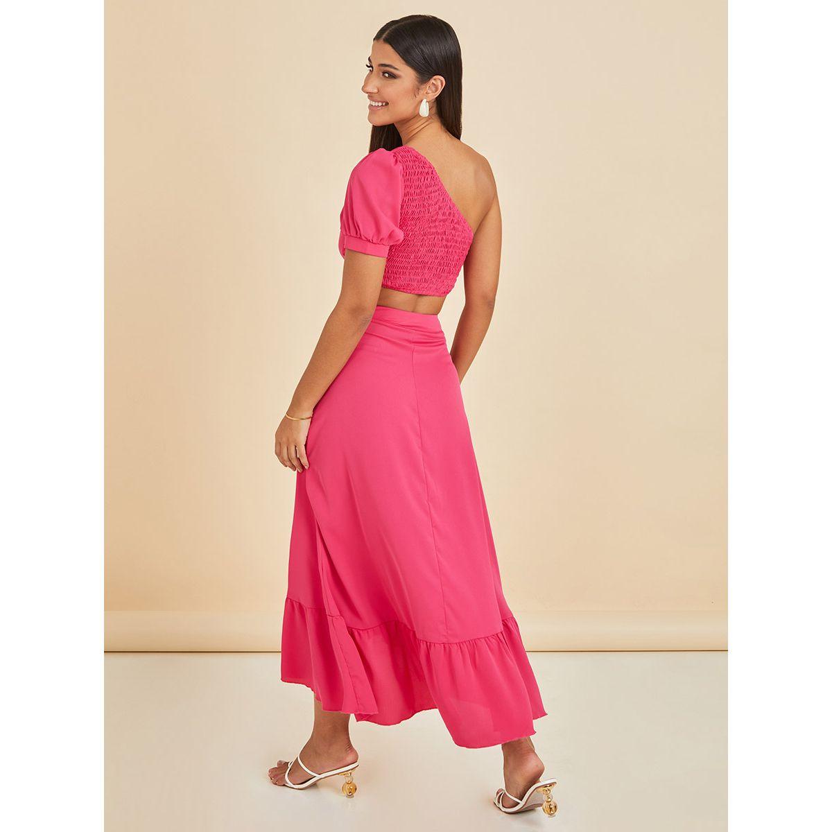 طقم منسق من ( تنورة طويلة + بلوزة قصيرة )-women-clothing-coordsets-image-5