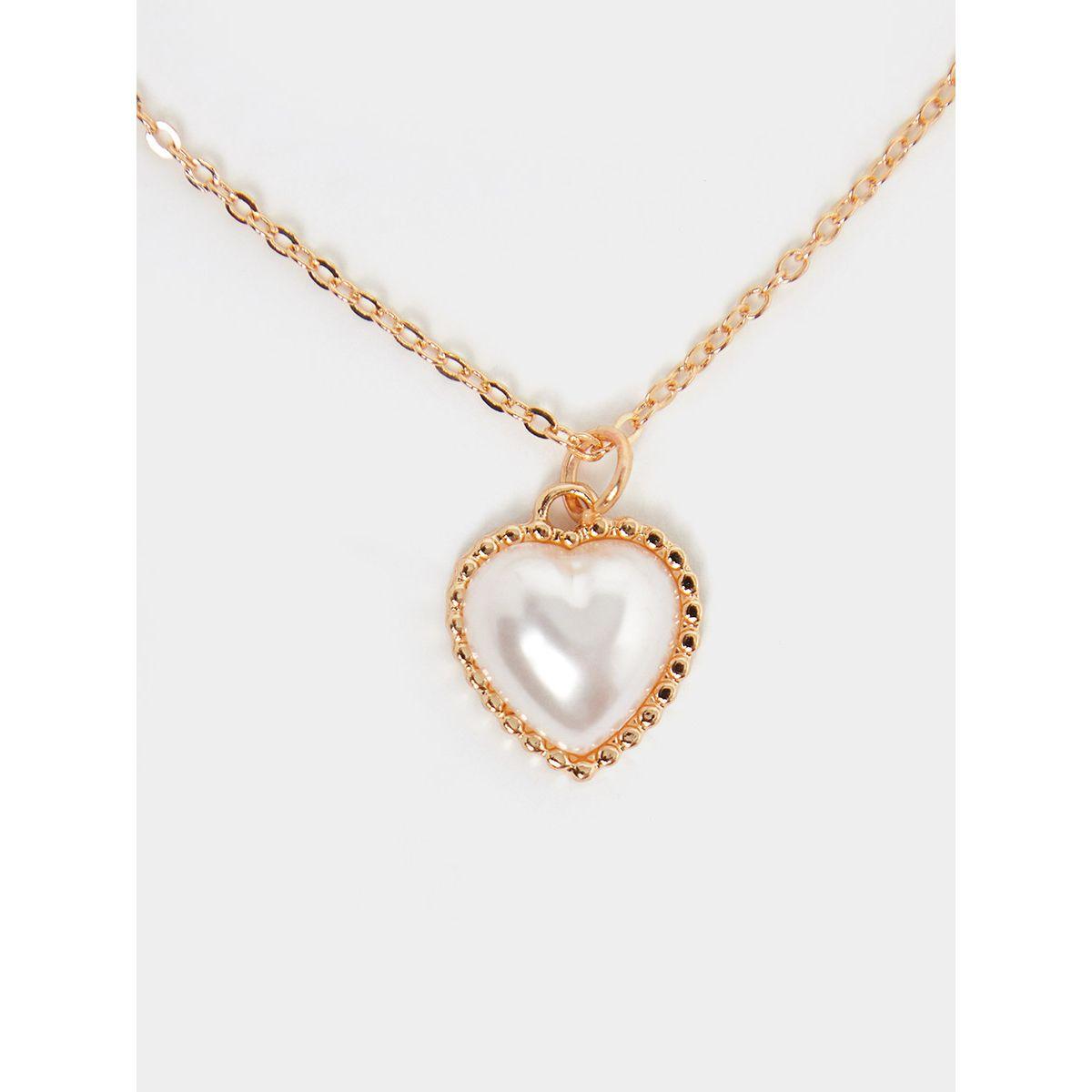 Styli Pearl Heart Detail Necklace and Earrings Set-women-watchesandjewellery-jewellery-jewellerysets-image-3