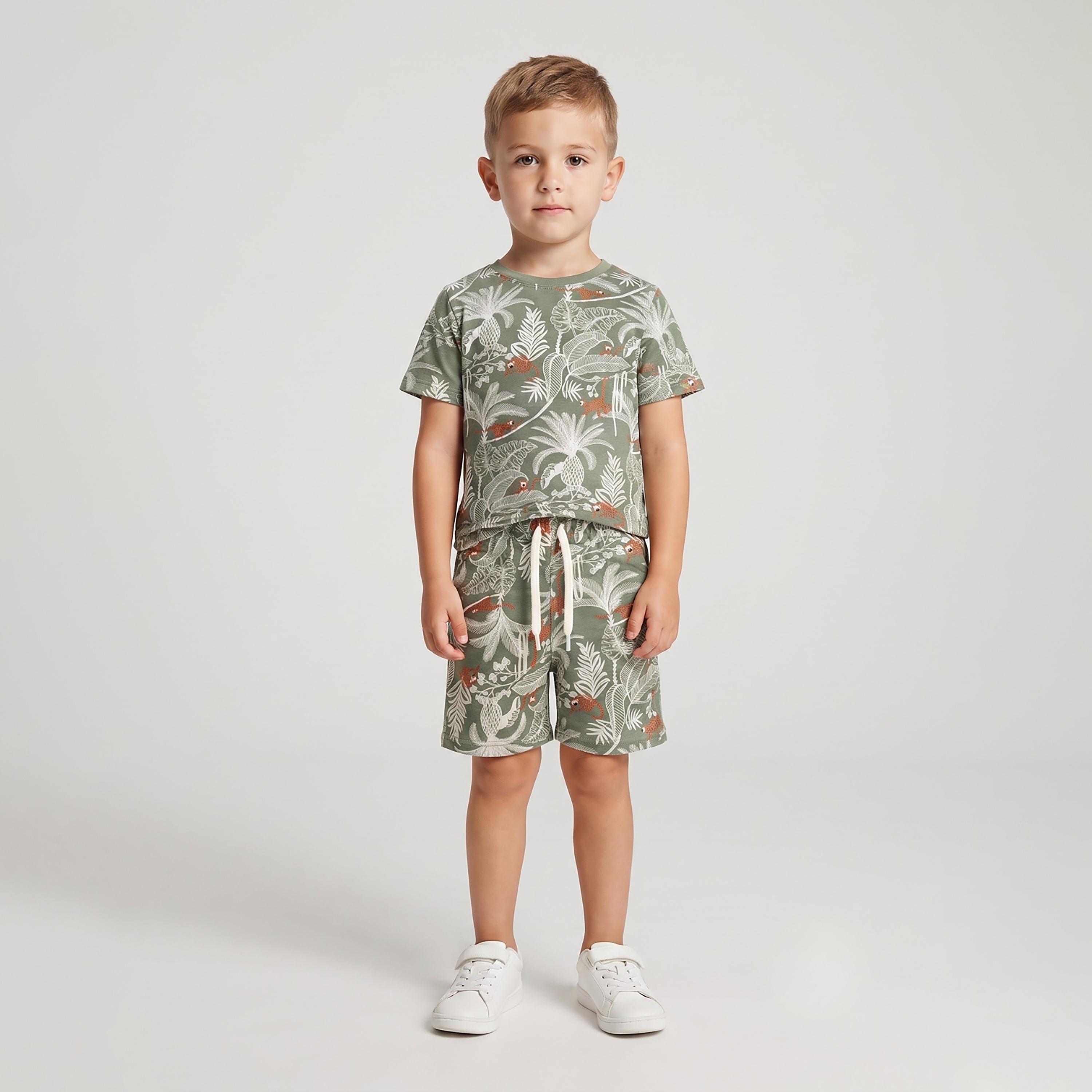 Babyqlo Tropical Print Short Sleeves T-Shirt & Shorts Co-ord Set-boys-clothing-setsandcoords-image-1