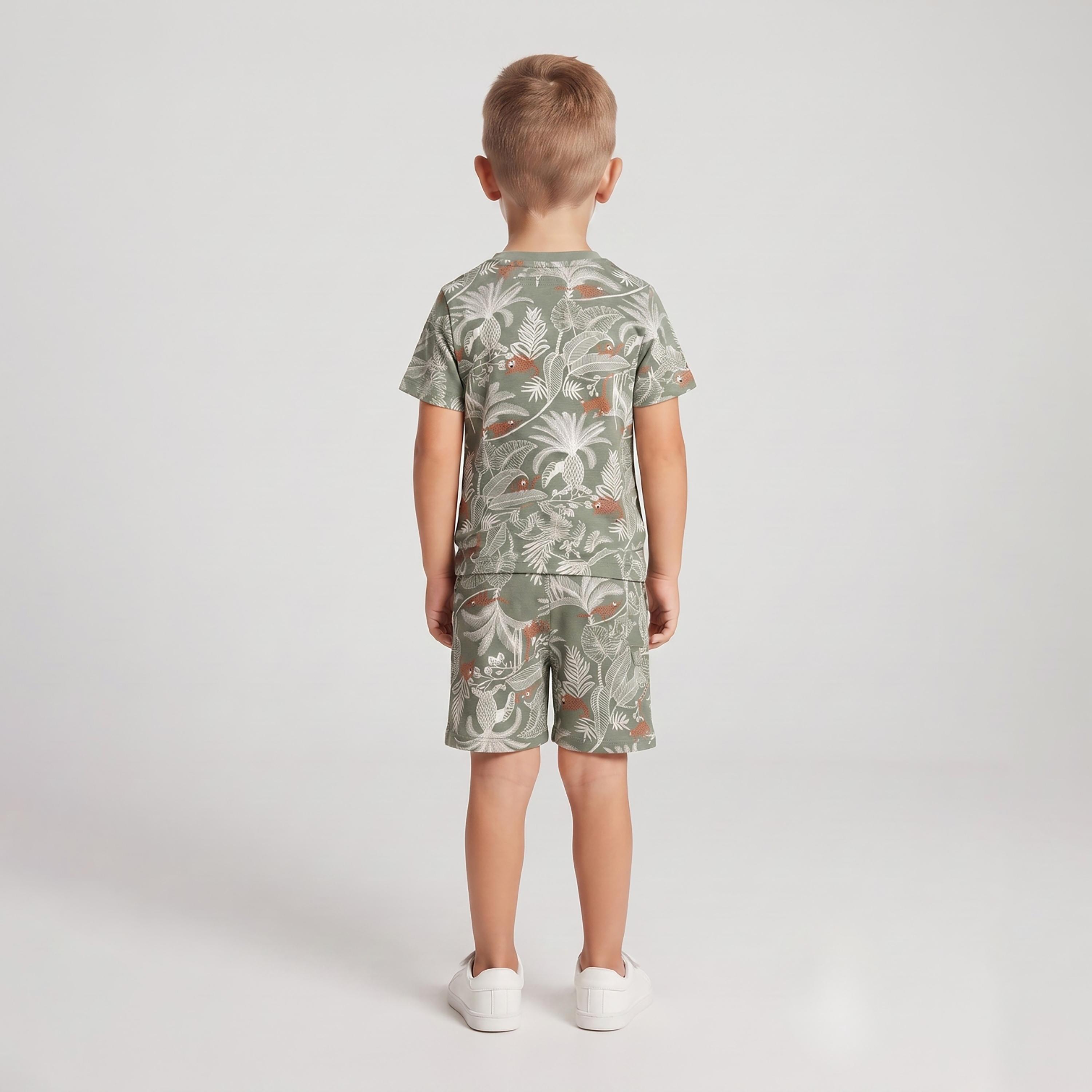 Babyqlo Tropical Print Short Sleeves T-Shirt & Shorts Co-ord Set-boys-clothing-setsandcoords-image-2