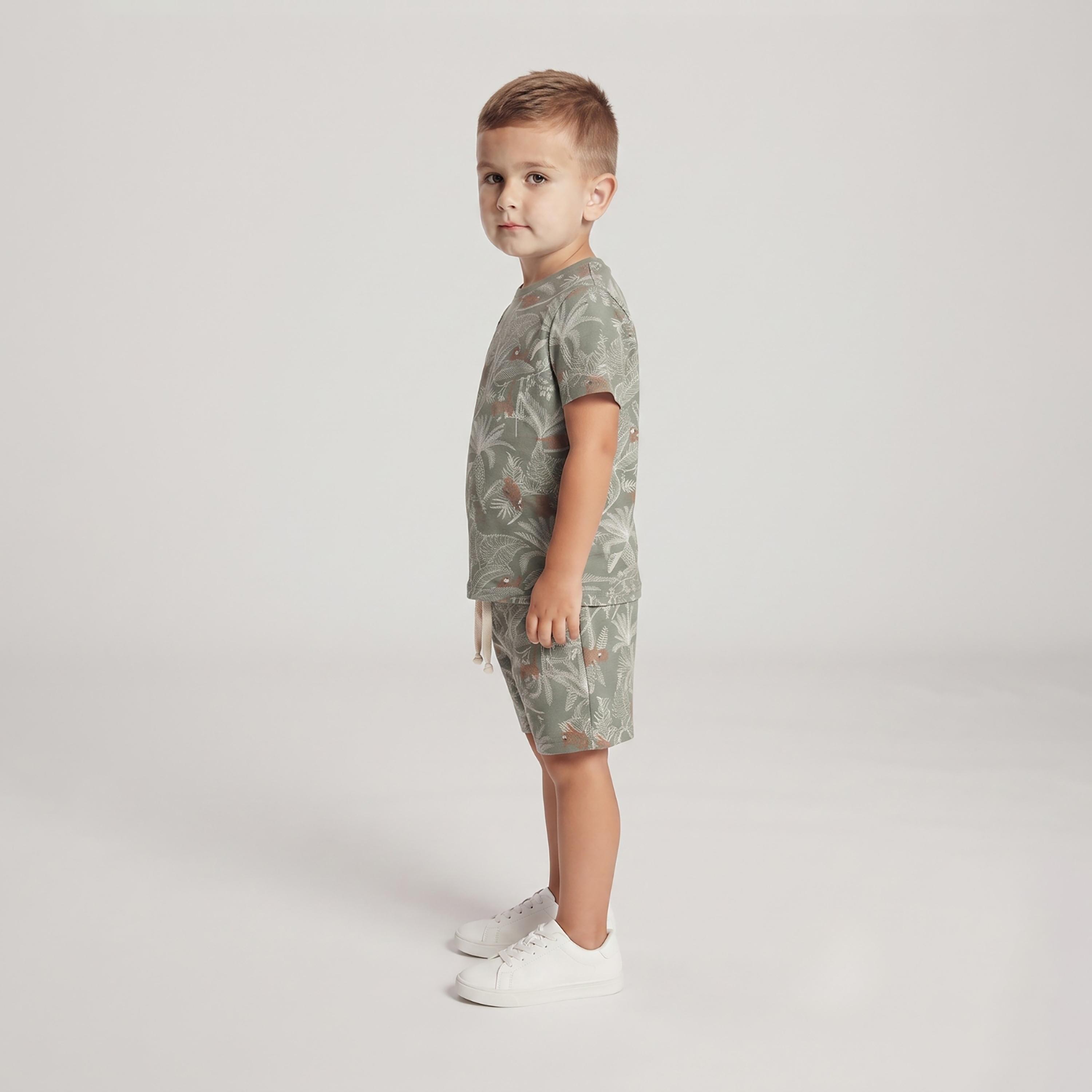 Babyqlo Tropical Print Short Sleeves T-Shirt & Shorts Co-ord Set-boys-clothing-setsandcoords-image-3