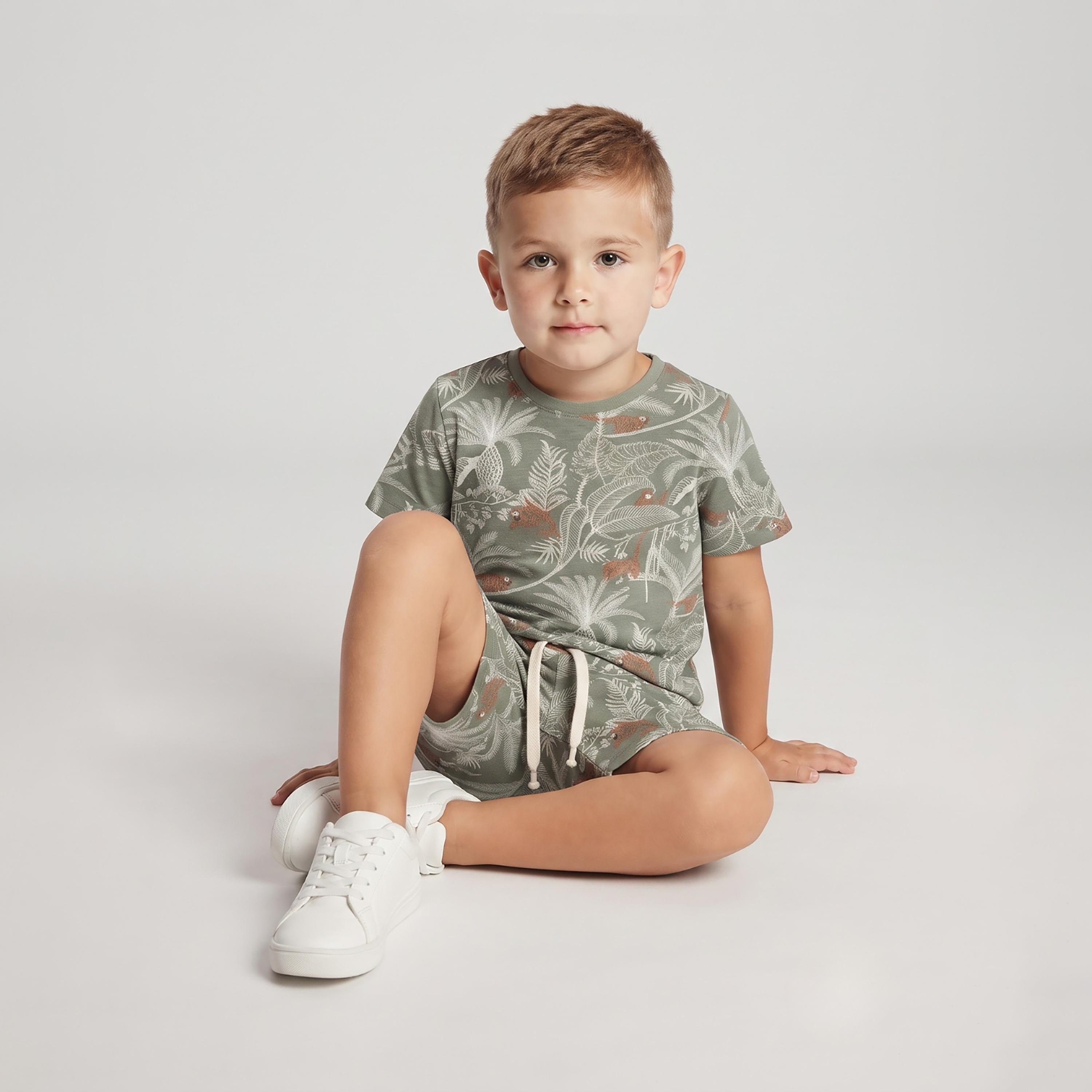 Babyqlo Tropical Print Short Sleeves T-Shirt & Shorts Co-ord Set-boys-clothing-setsandcoords-image-4