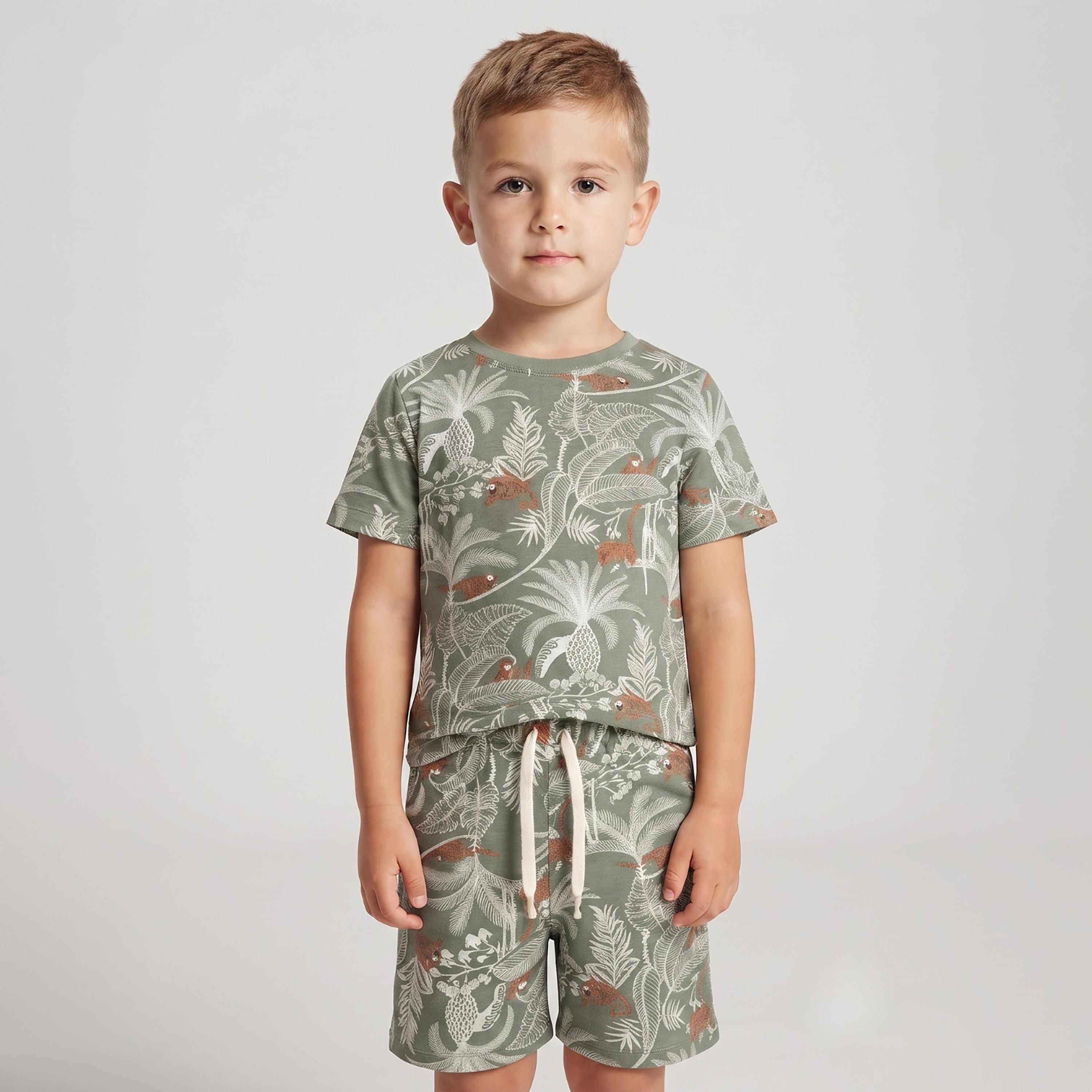 Babyqlo Tropical Print Short Sleeves T-Shirt & Shorts Co-ord Set-boys-clothing-setsandcoords-image-5