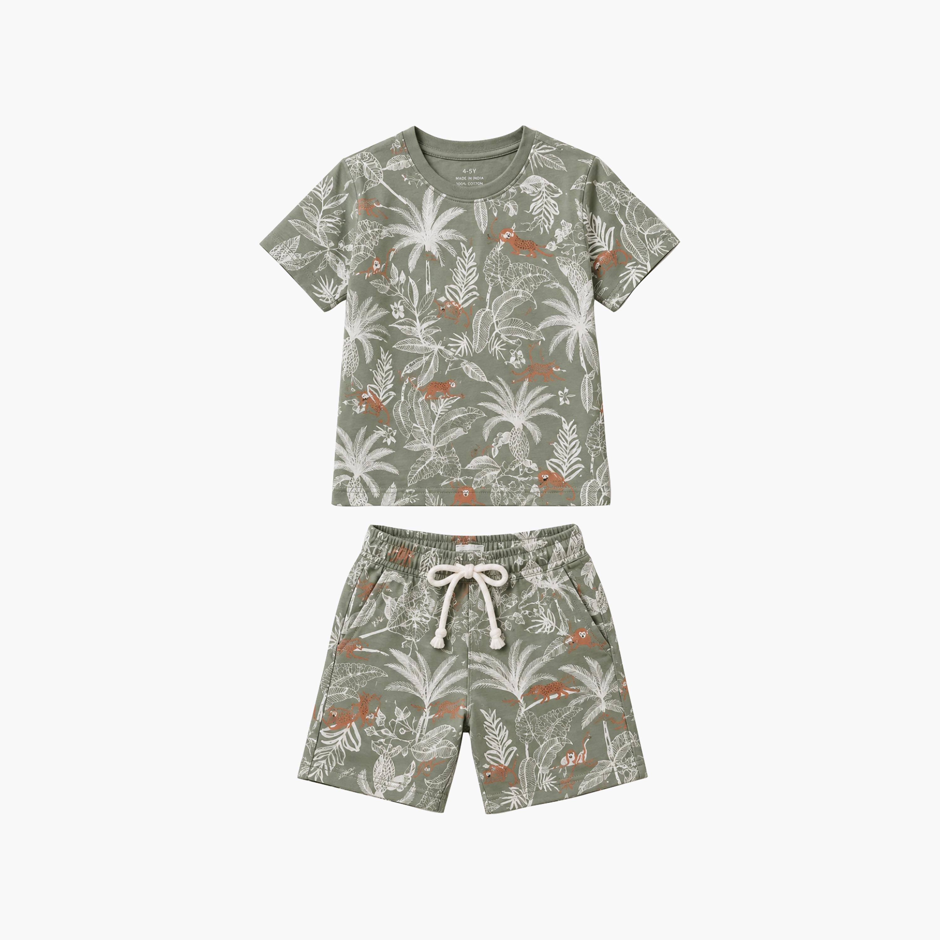 Babyqlo Tropical Print Short Sleeves T-Shirt & Shorts Co-ord Set-boys-clothing-setsandcoords-image-6