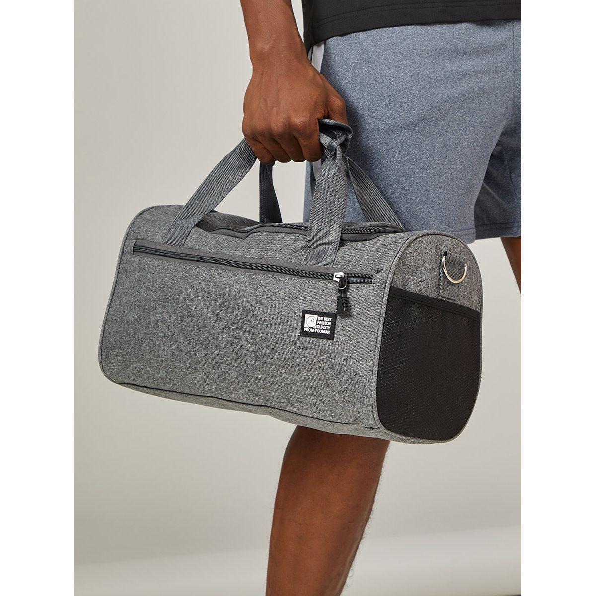 Styli Mesh Pocket Detail Zip Closure Duffle Bag-men-bags-image-3