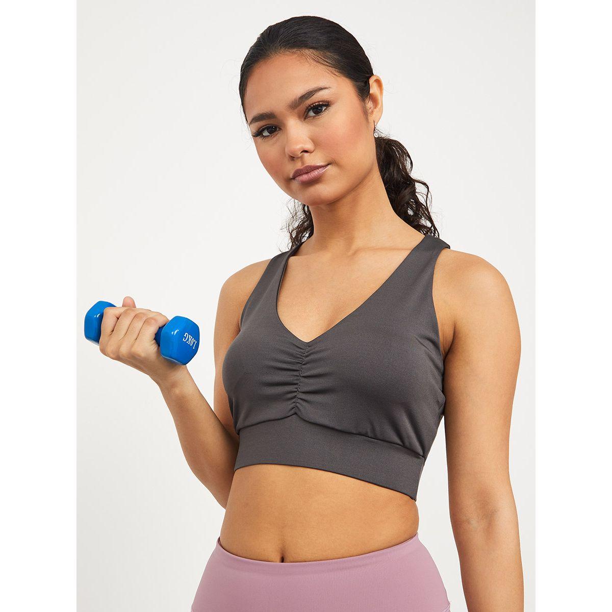 Styli Active Ruched Front Racerback Active Sports Bra-sports-women-clothing-sportsbras-image-1