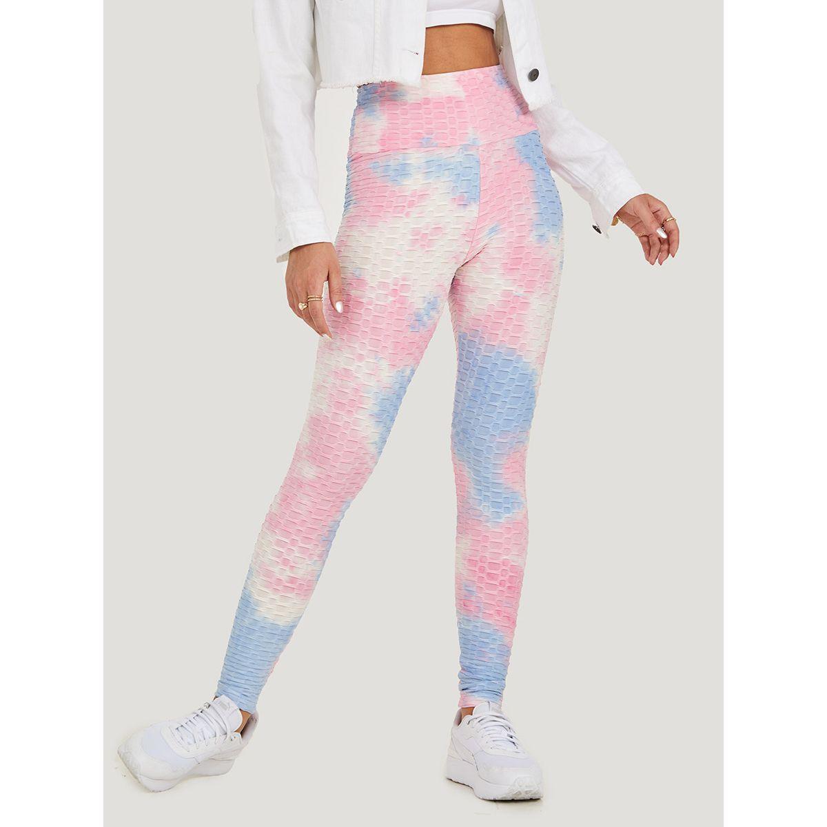 Styli Tie Dye Print Textured Leggings-women-clothing-bottoms-leggings-image-1