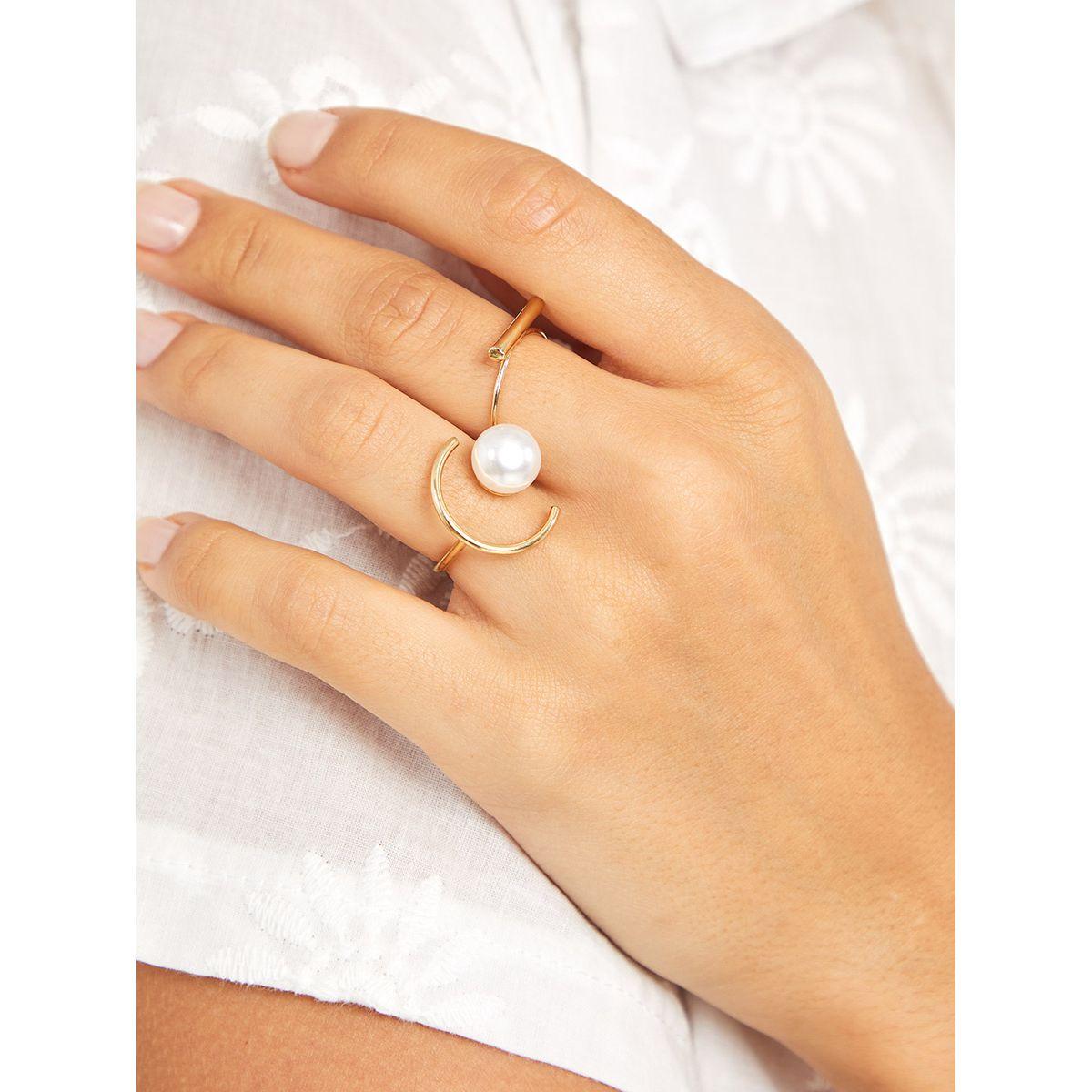 Styli Set of 3 - Faux Pearl Detail Geo Rings-women-watchesandjewellery-jewellery-rings-image-2