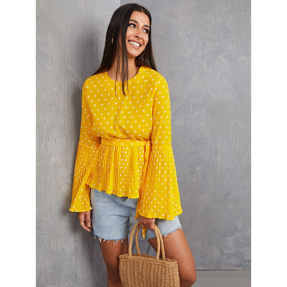 بلوزة بيبلوم باكمام جرس-women-clothing-shirtsandblouses-blouses-image-1