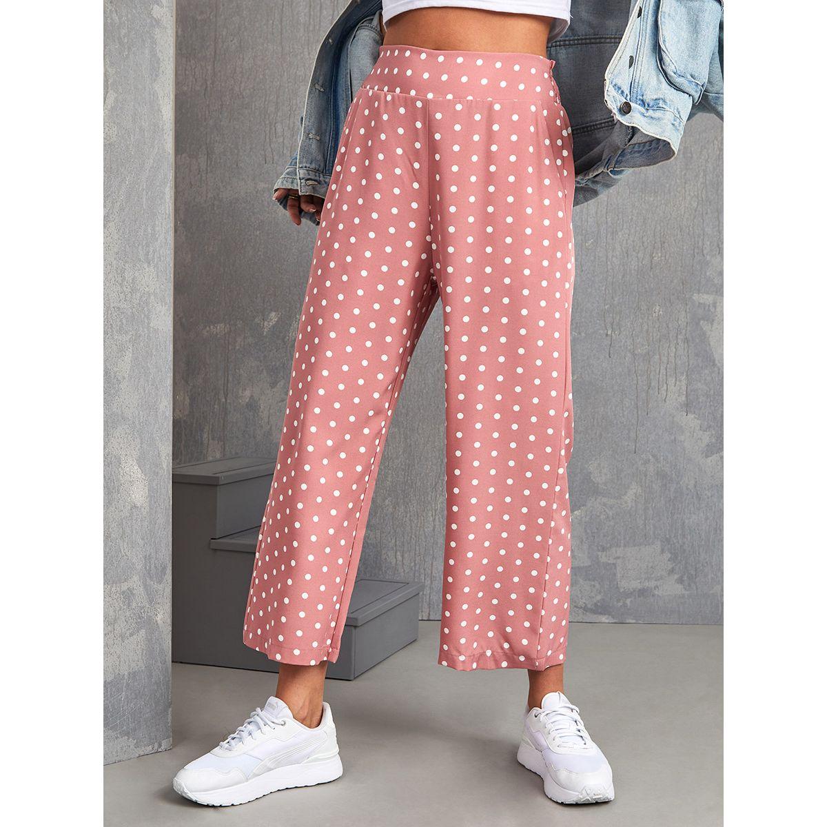 Styli Polka Dot Print Ankle Length Trouser-women-clothing-bottoms-trousers-image-2