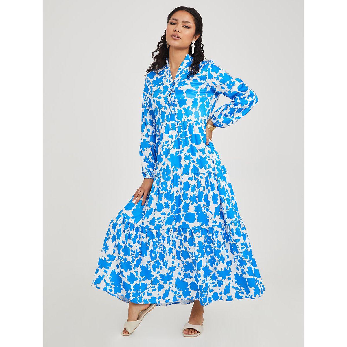 Styli Long Sleeves Floral Print Tiered Maxi Dress-women-clothing-dresses-image-2