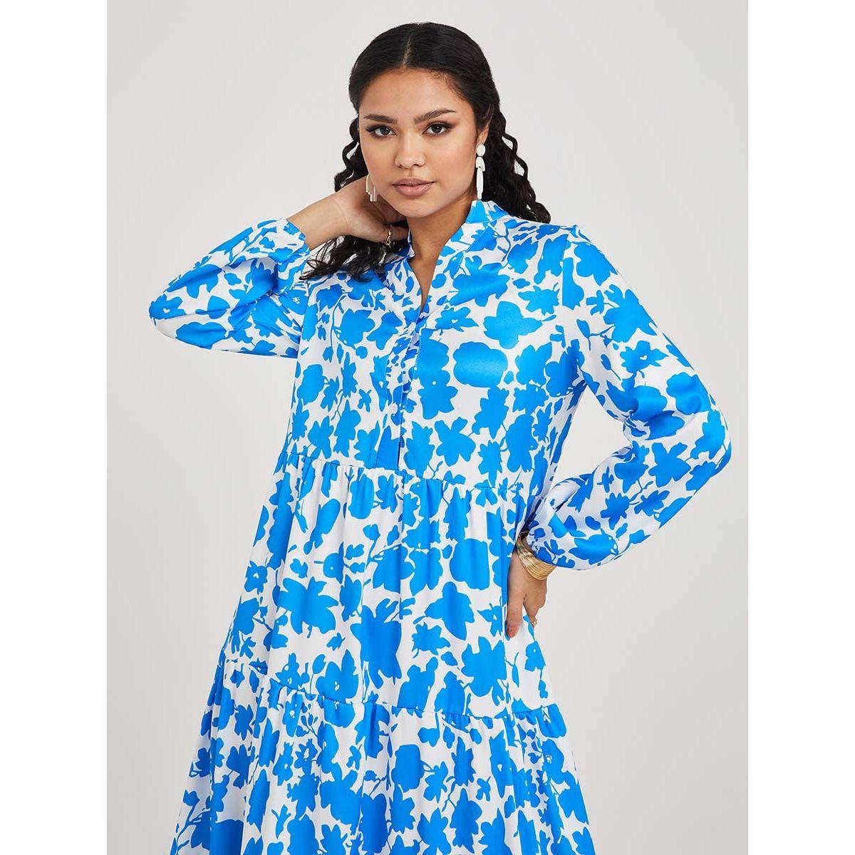 Styli Long Sleeves Floral Print Tiered Maxi Dress-women-clothing-dresses-image-3
