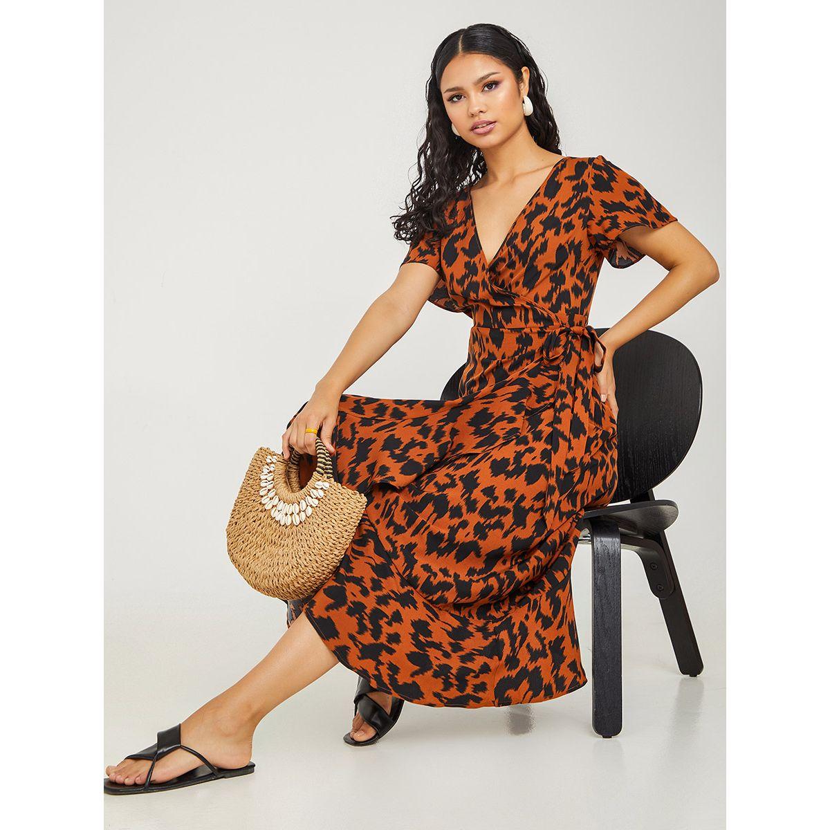 Styli Short Sleeves Printed Wrap Midi Dress-women-clothing-dresses-image-1
