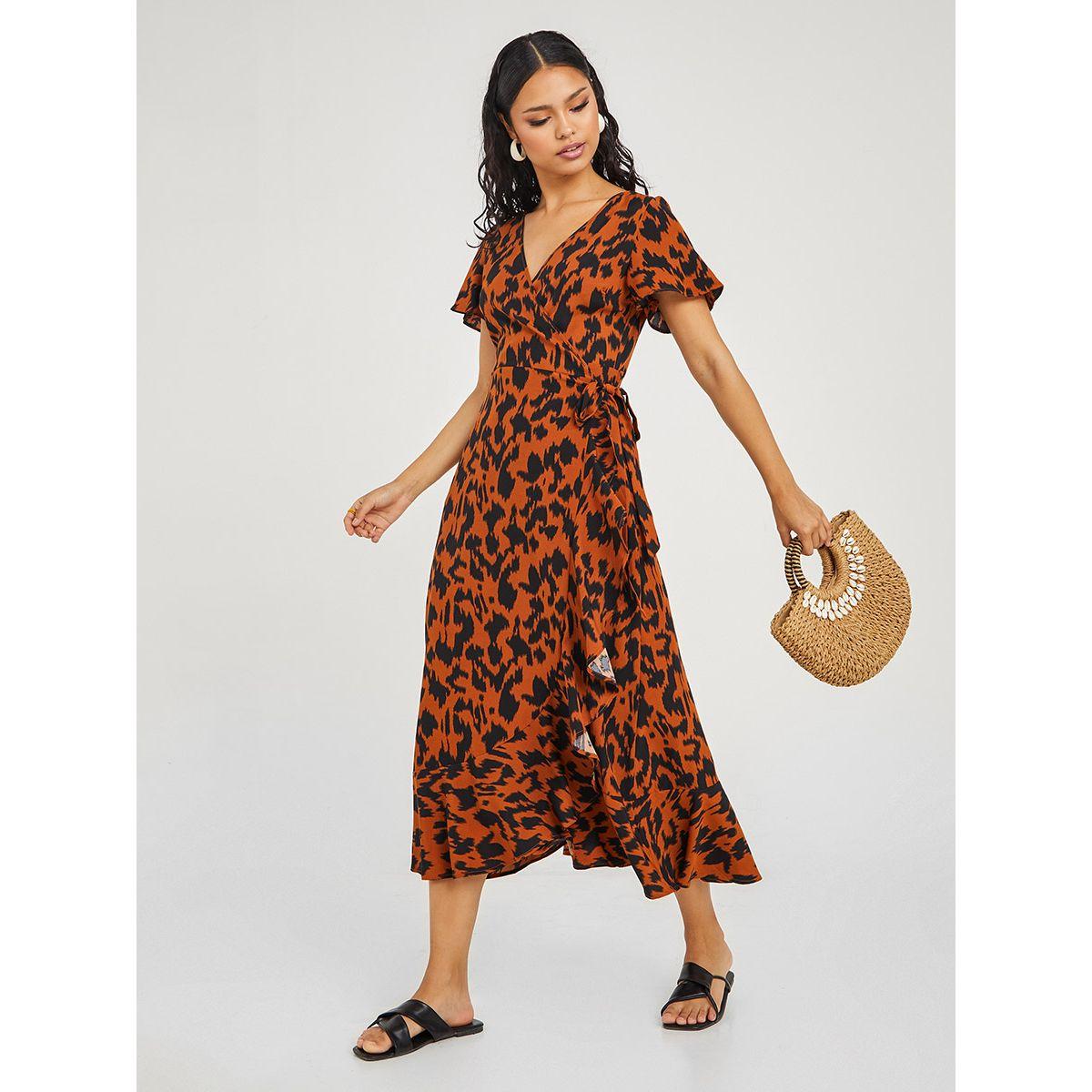 Styli Short Sleeves Printed Wrap Midi Dress-women-clothing-dresses-image-2