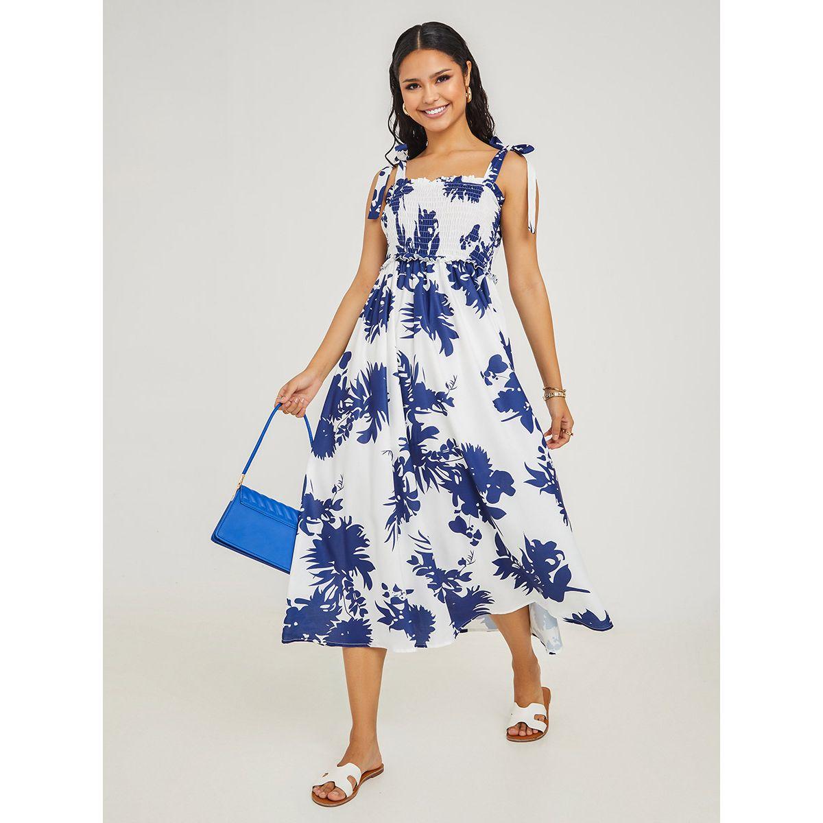 Styli Sleeveless Tie Strap Tropical Print A-Line Midi Dress-women-clothing-dresses-image-1