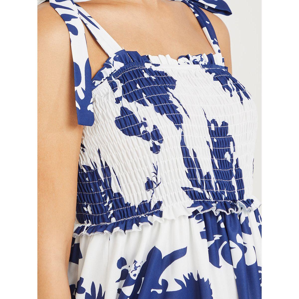 Styli Sleeveless Tie Strap Tropical Print A-Line Midi Dress-women-clothing-dresses-image-3