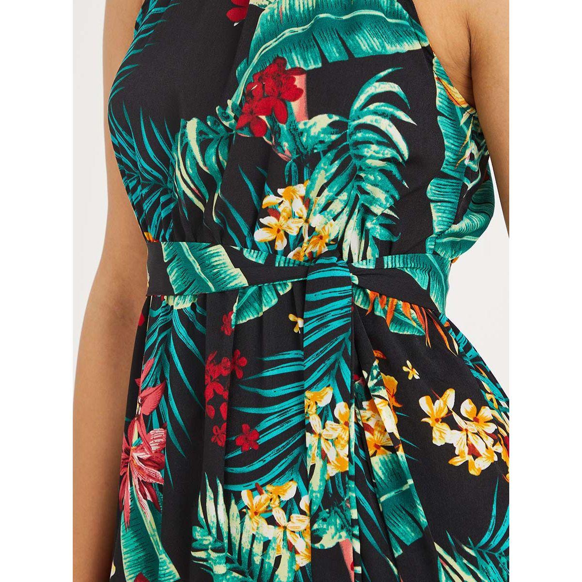 Styli Halter Neck Tropical Print A-Line Maxi Dress-women-clothing-dresses-image-3