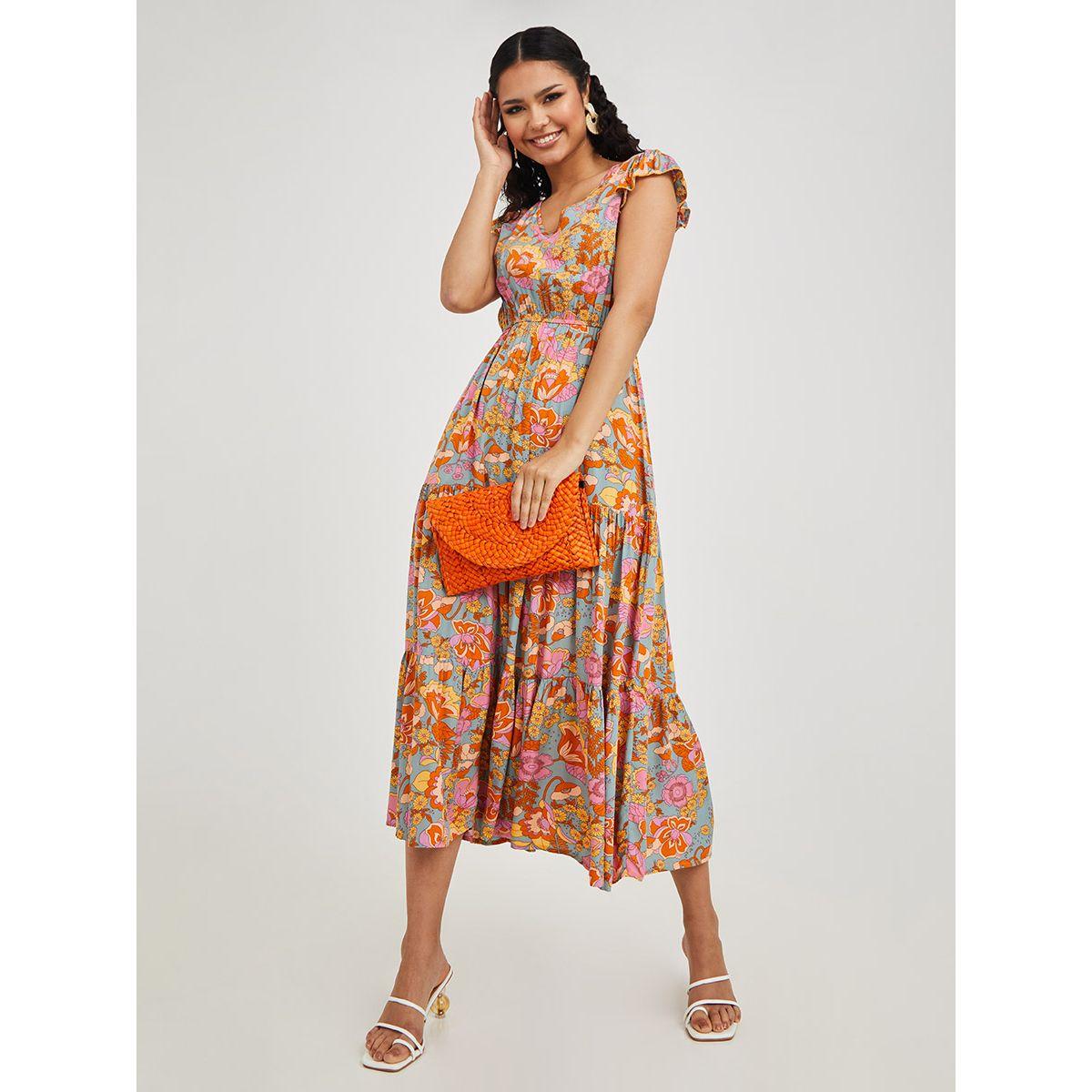 فستان ميدي مطبع بزهور-women-clothing-dresses-image-1