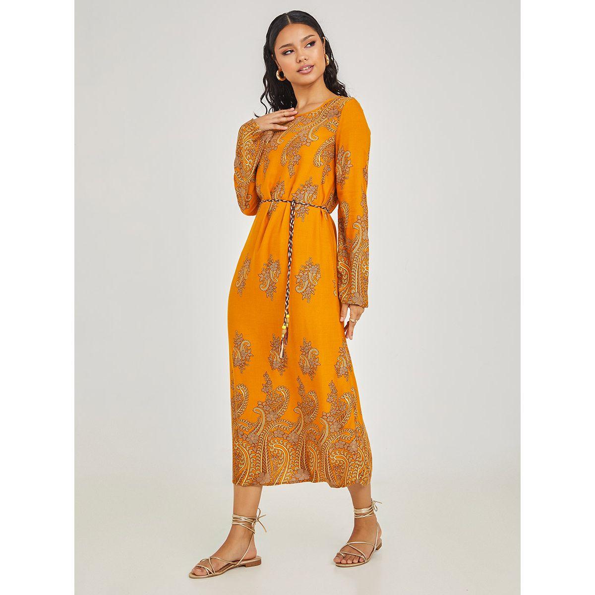 Styli Long Sleeves Paisley Print A-Line Midi Dress-women-clothing-dresses-image-2