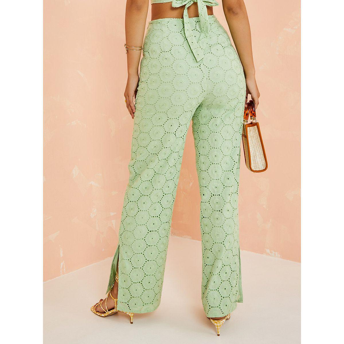 Styli Limited Schiffli Straight Leg Touser with Split Hem-women-clothing-bottoms-trousers-image-4