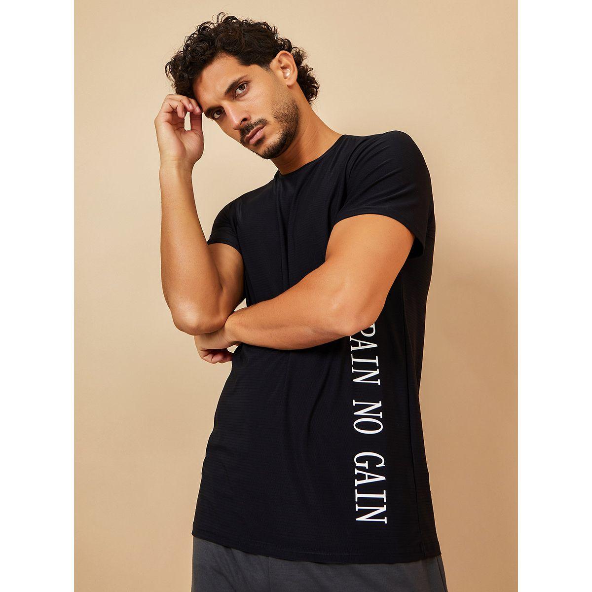 Styli Active No Pain No Gain Slogan Print Slim Fit Active T-shirt-sports-men-clothing-tshirtsandpolos-image-3