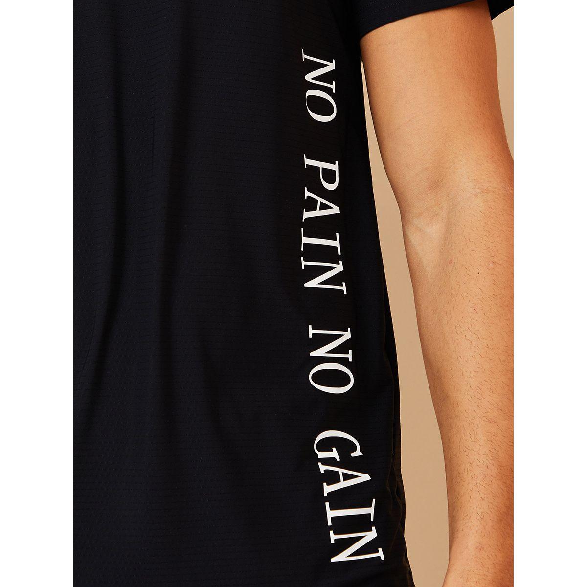 Styli Active No Pain No Gain Slogan Print Slim Fit Active T-shirt-sports-men-clothing-tshirtsandpolos-image-4