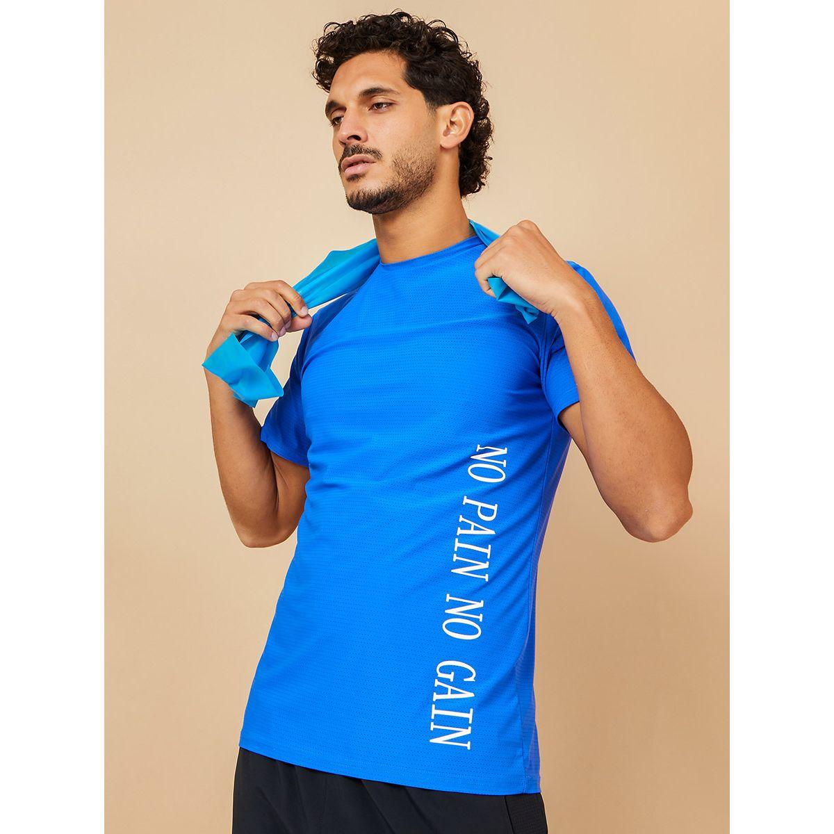 Styli Active No Pain No Gain Slogan Print Slim Fit Active T-shirt-sports-men-clothing-tshirtsandpolos-image-1