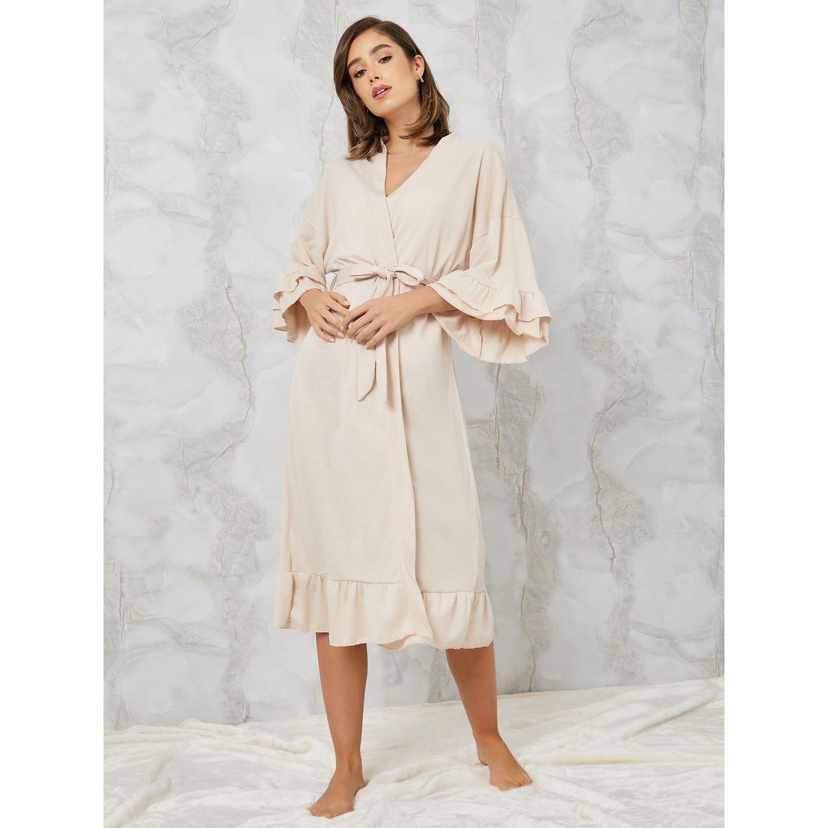 Styli Unwind Jersey Ruffle Sleeves & Hem Robe-women-clothing-nightwear-robes-image-1