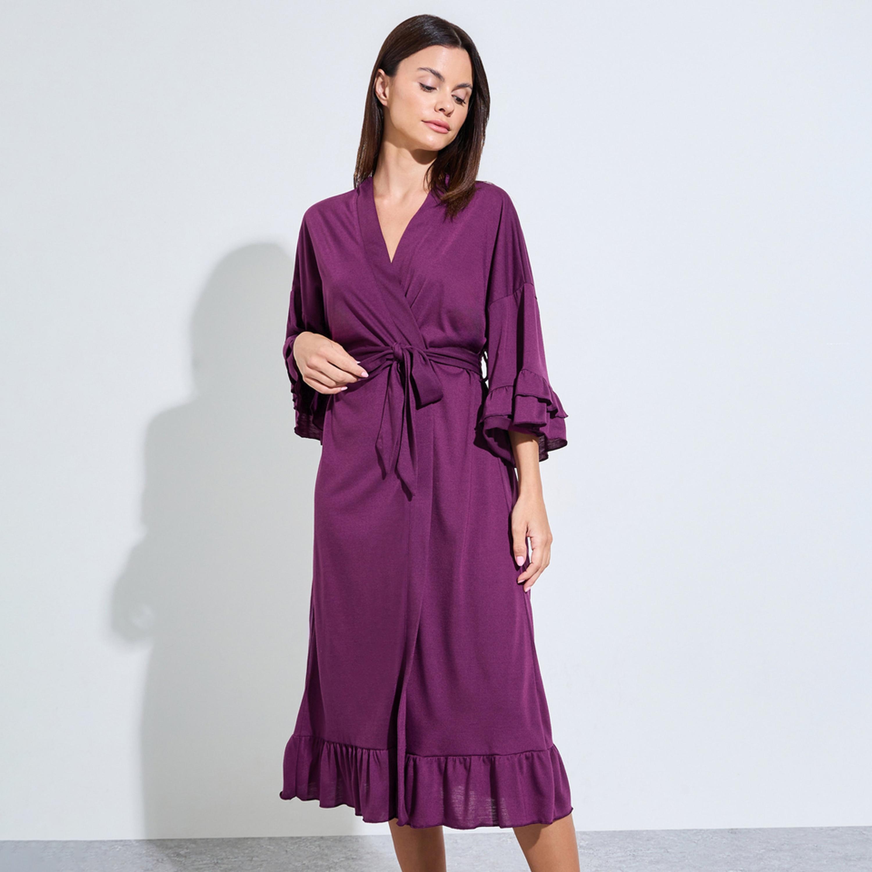 Styli Jersey Ruffle Sleeves and Hem Robe-women-clothing-nightwear-robes-image-1